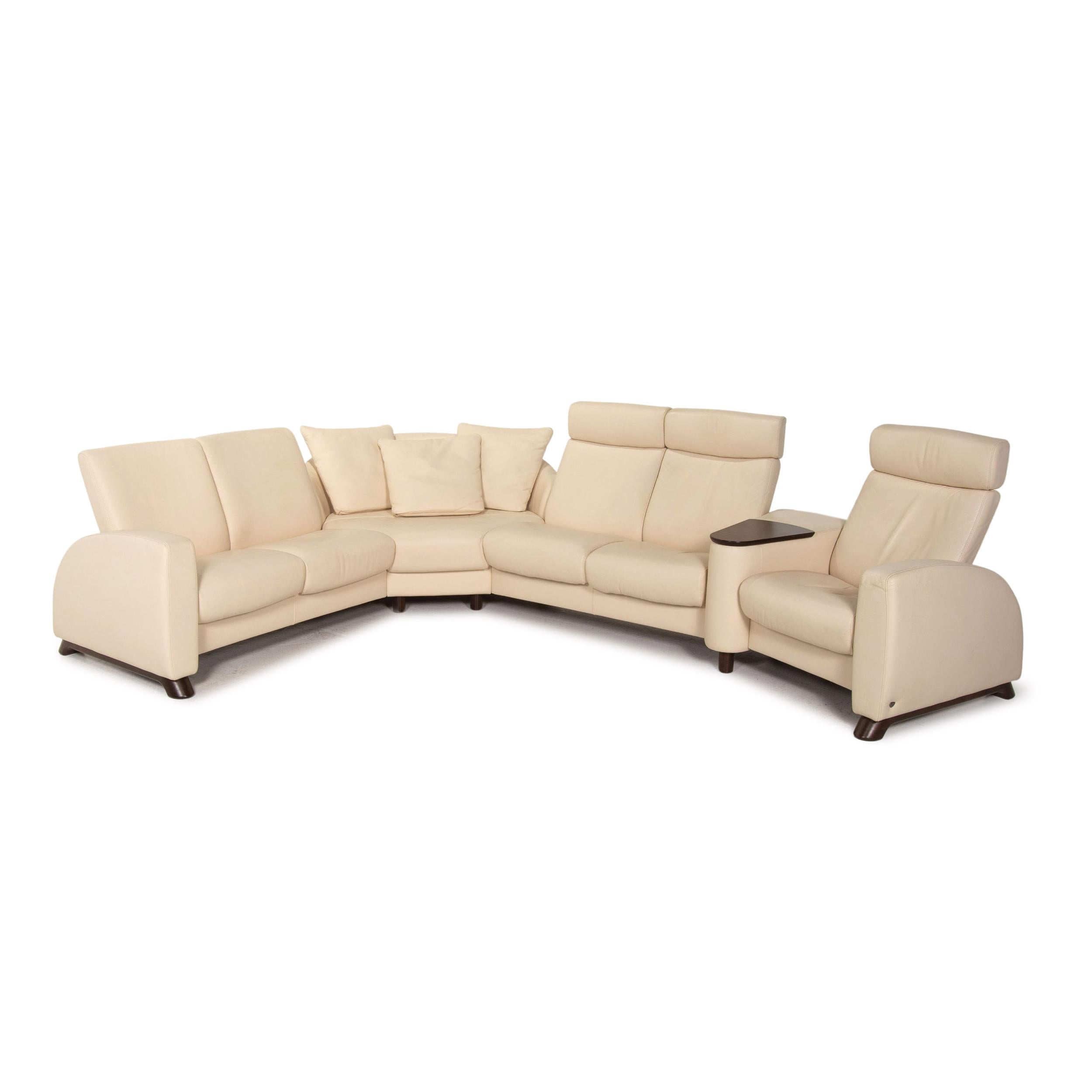 Stressless Arion Leather Corner Sofa Cream Relax Function Sofa Couch For Sale 1