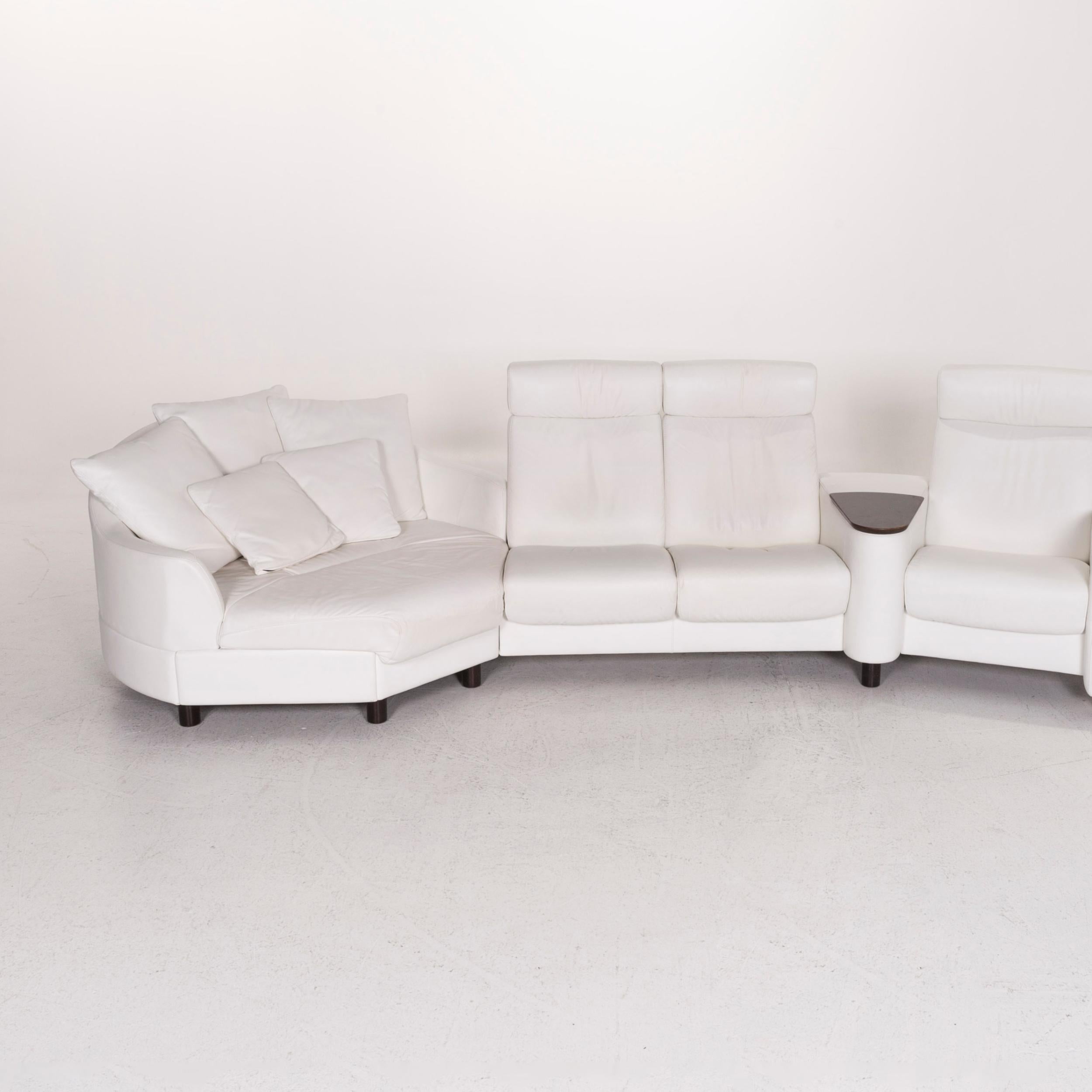 Stressless Arion Leather Corner Sofa White Function Couch 1