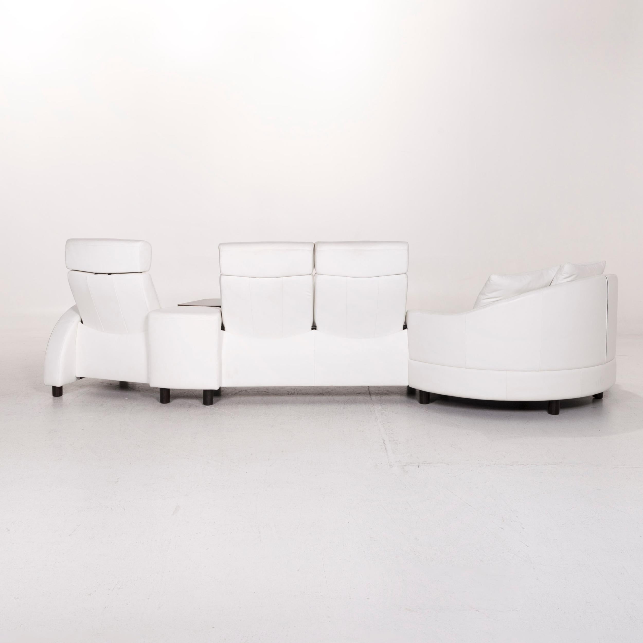 Stressless Arion Leather Corner Sofa White Function Couch 3