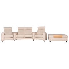 Stressless Arion Leather Sofa Beige Four-Seat Feature