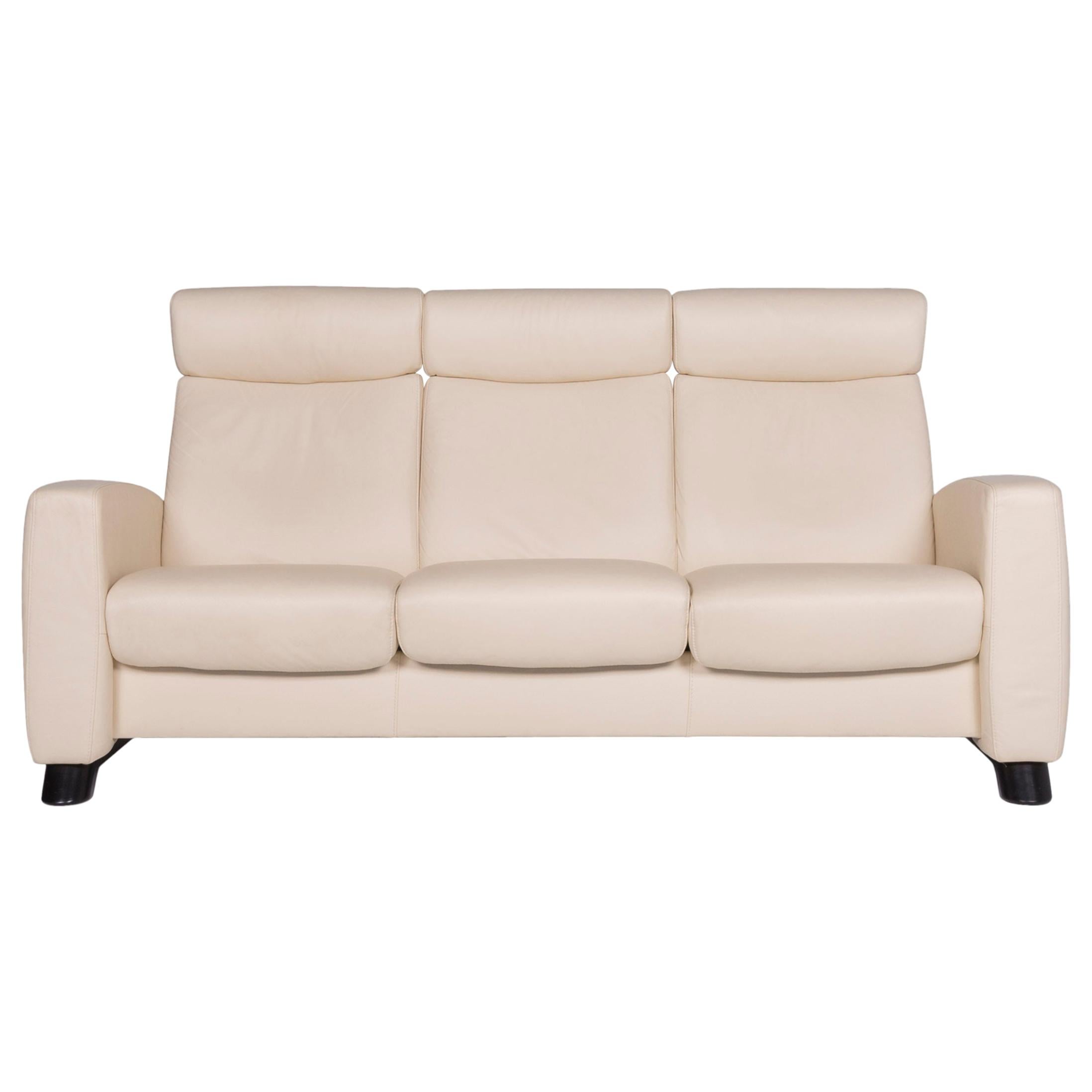 Stressless Arion Leather Sofa Beige Three-Seat