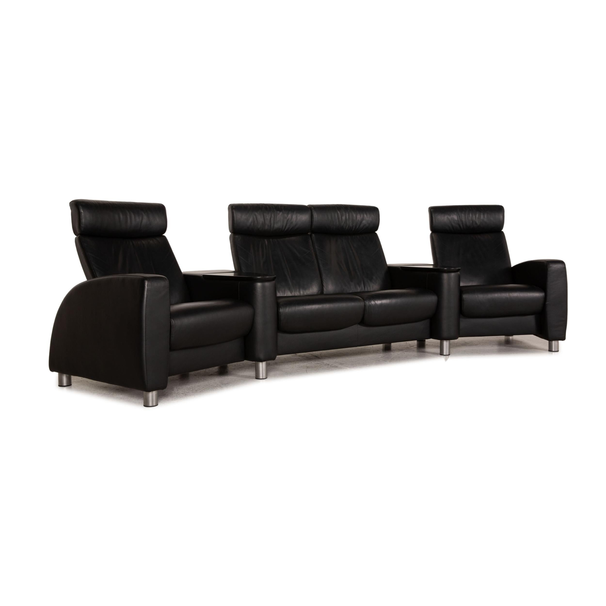 Stressless Arion Leather Sofa Black Four Seater Couch Feature For Sale 4