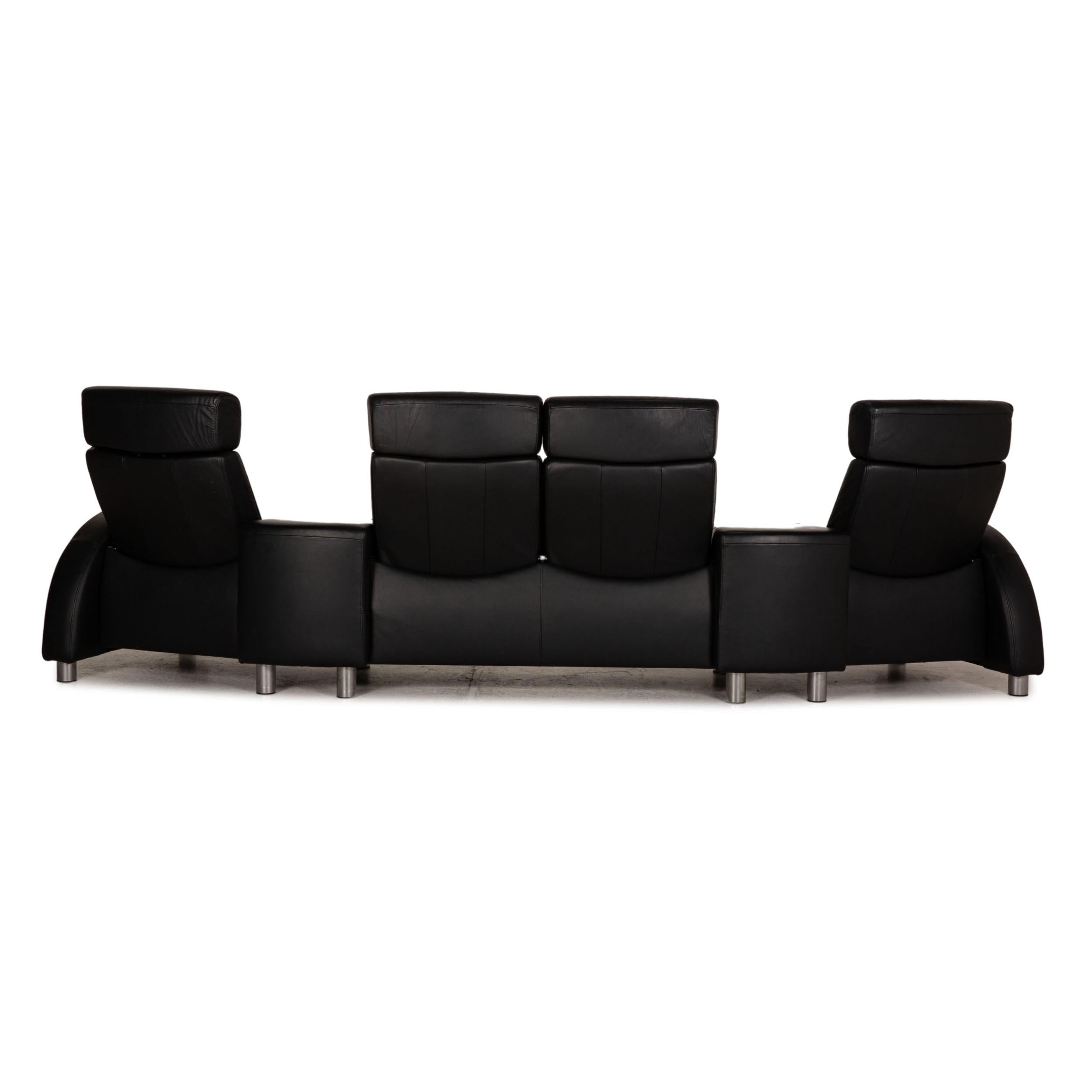 Stressless Arion Leather Sofa Black Four Seater Couch Feature For Sale 6