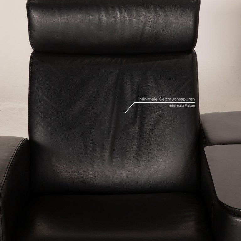 Stressless Arion Leather Sofa Black Four Seater Couch Feature For Sale