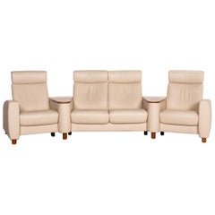 Stressless Arion Leather Sofa Cream Four-Seat Home Cinema Relaxation Function