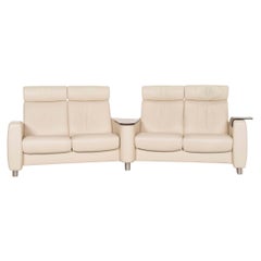 Stressless Arion Leather Sofa Cream Four Seater Home Cinema Sofa Relaxation