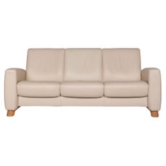 Stressless Arion Leather Sofa Cream Three-Seater Function Relax Function Couch