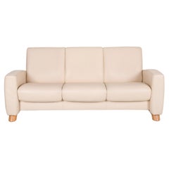 Stressless Arion Leather Sofa Cream Three-Seat Function Relax Function Couch