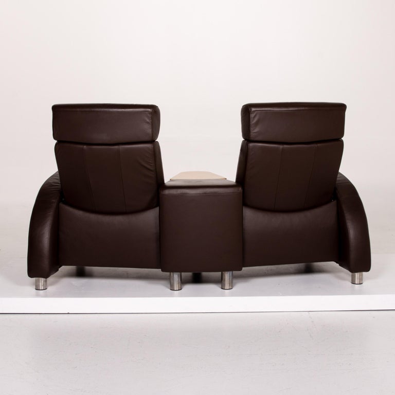 Stressless Arion Leather Sofa Dark Brown TwoSeat Function Home Theater