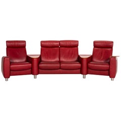 Stressless Arion Leather Sofa Red Four-Seat Home Theater Relaxation Function
