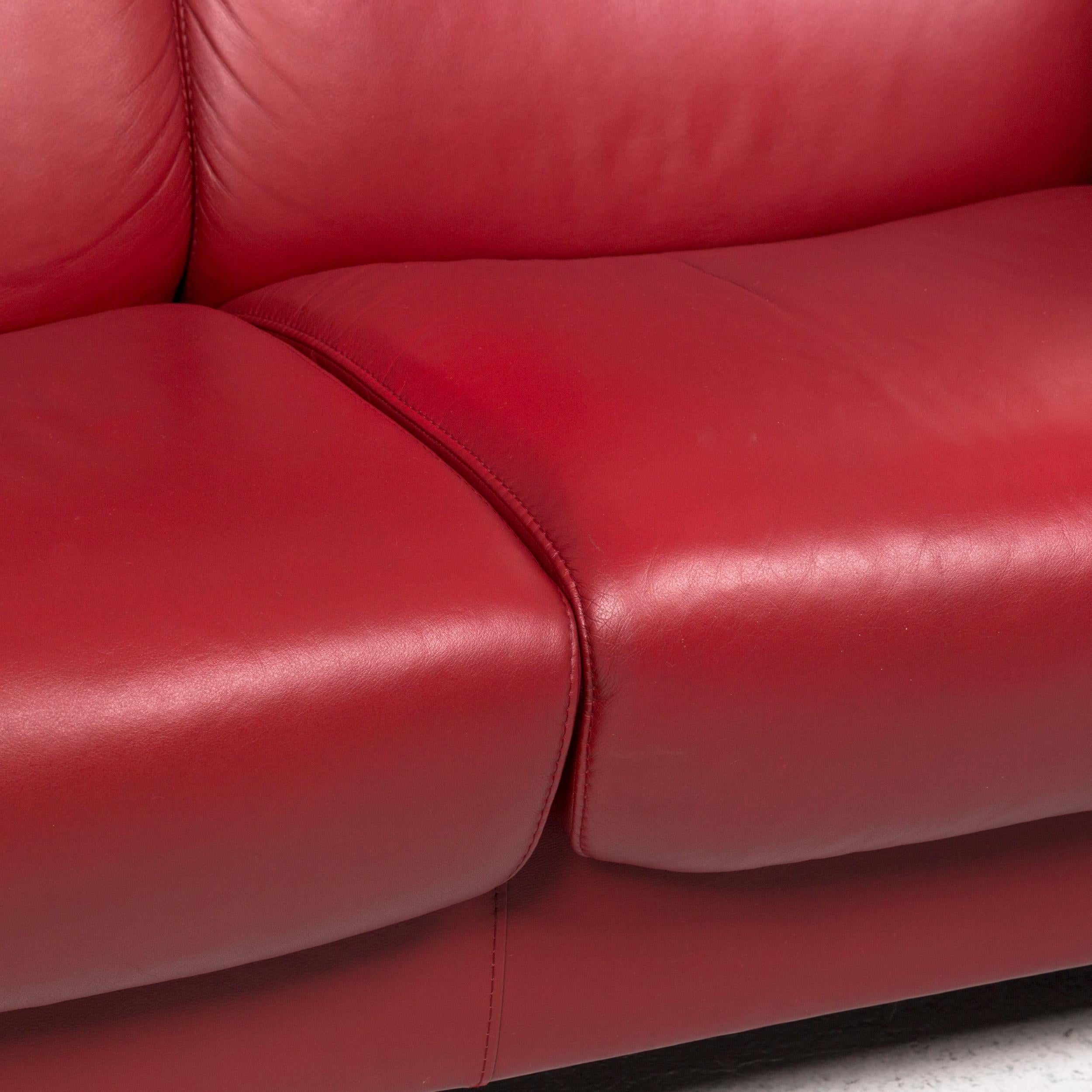 Modern Stressless Arion Leather Sofa Red Four-Seat Function Home Theater