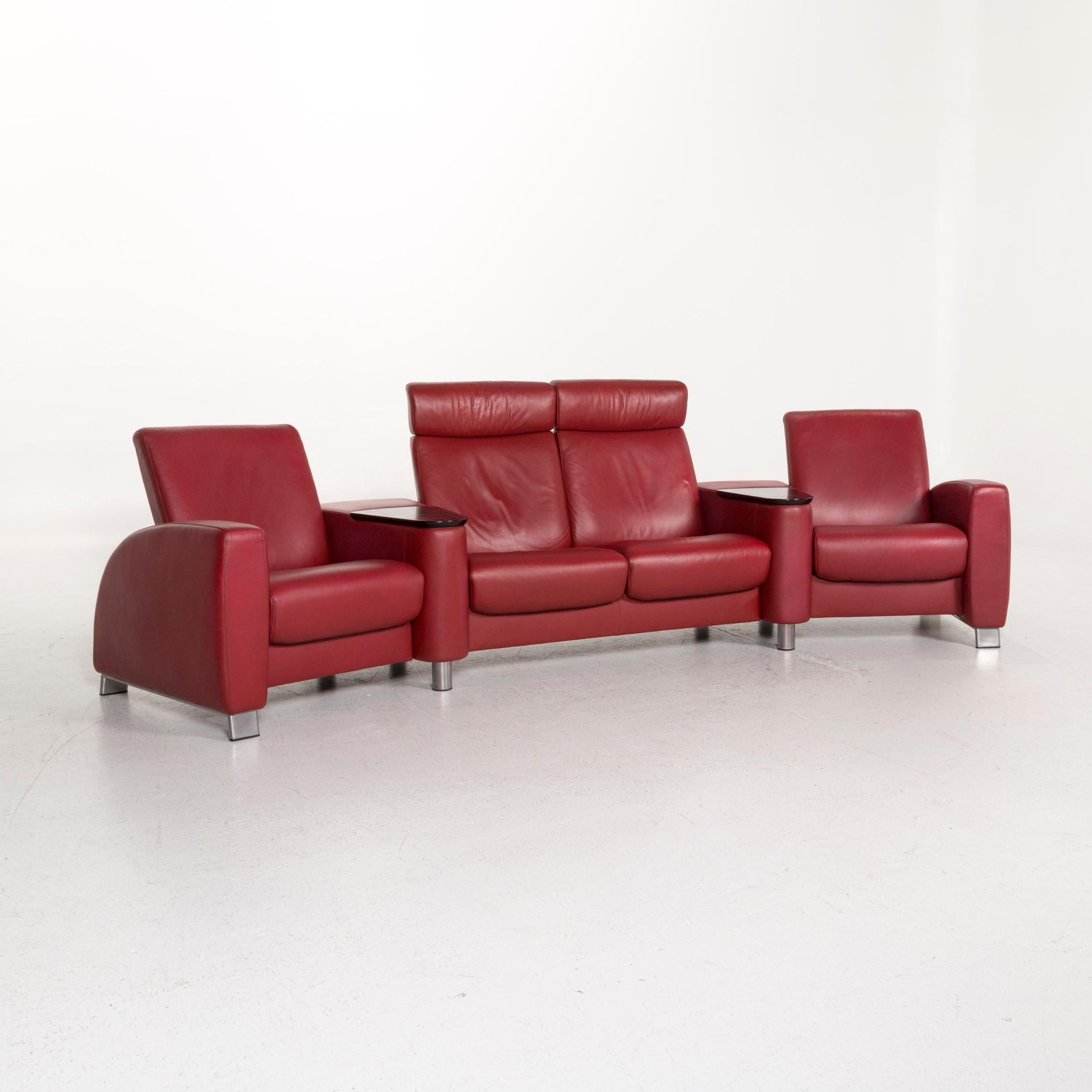 Stressless Arion Leather Sofa Red Four-Seat Function Home Theater 2
