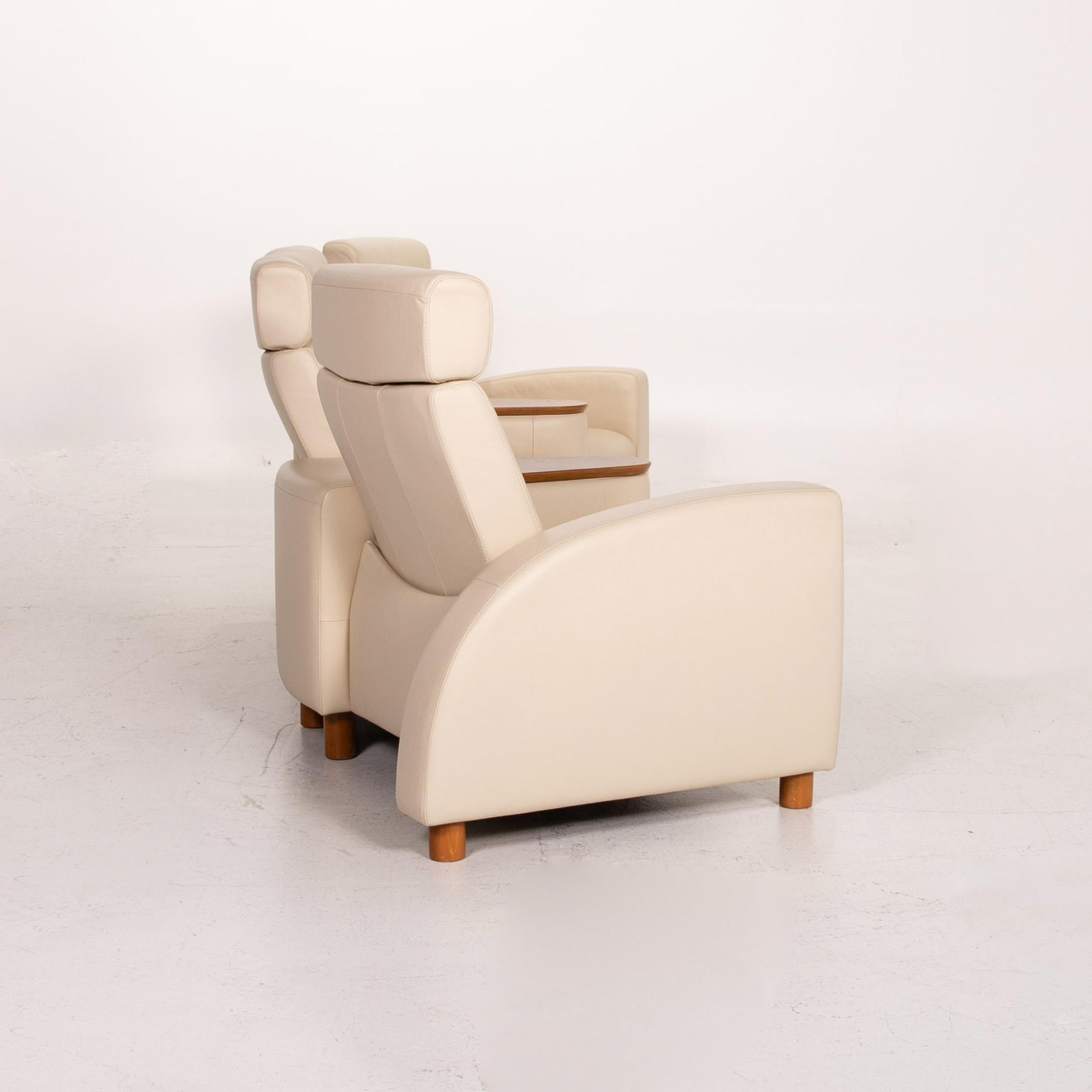 Stressless Arion Leder-Sofa-Set Creme 1 Viersitzer 1 Hocker Home Cinema 6