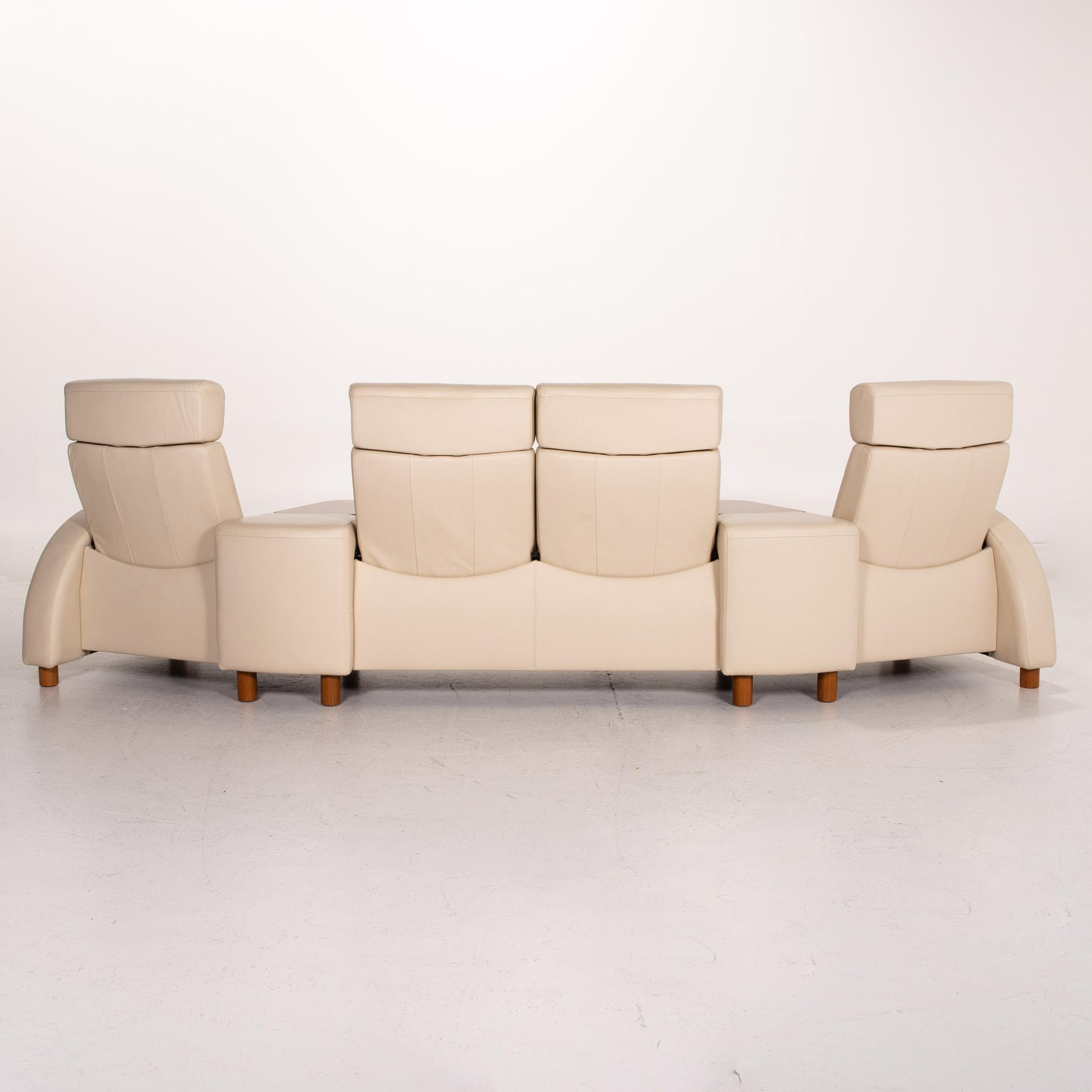 Stressless Arion Leder-Sofa-Set Creme 1 Viersitzer 1 Hocker Home Cinema 7