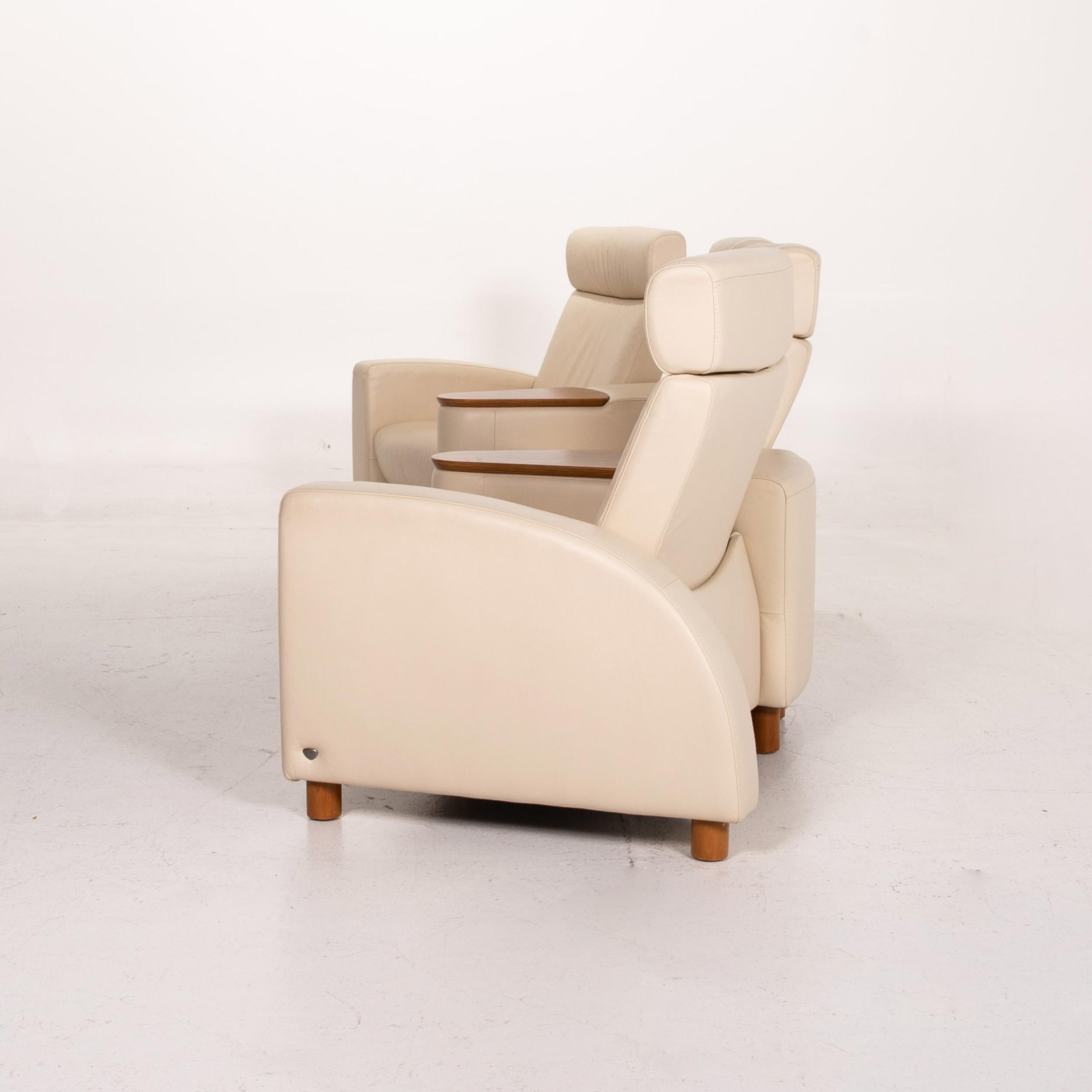 Stressless Arion Leder-Sofa-Set Creme 1 Viersitzer 1 Hocker Home Cinema 9