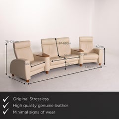 Stressless Arion Leather Sofa Set Cream 1 Four-Seat 1 Stool Home Cinema
