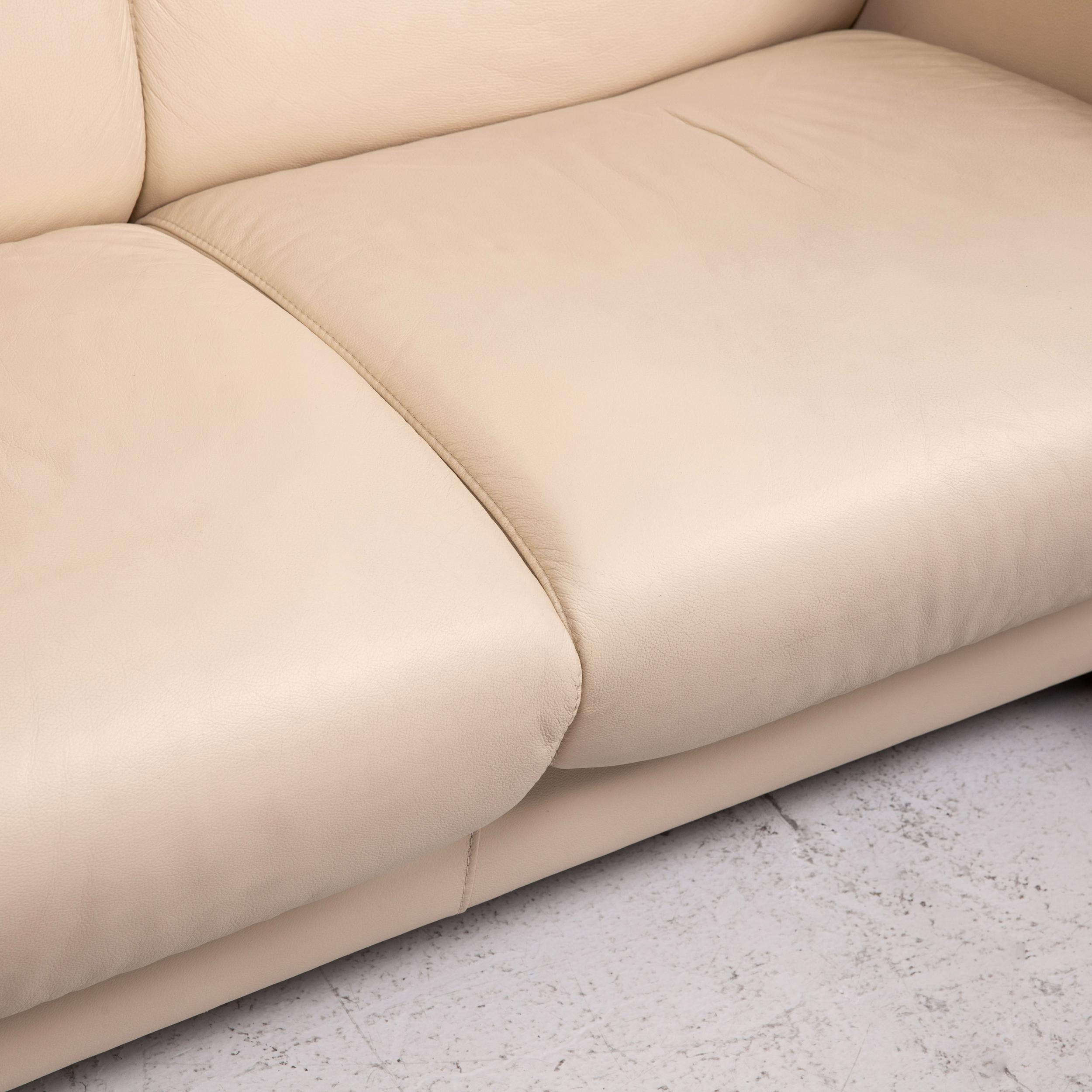 Stressless Arion Leder-Sofa-Set Creme 1 Viersitzer 1 Hocker Home Cinema (Moderne)