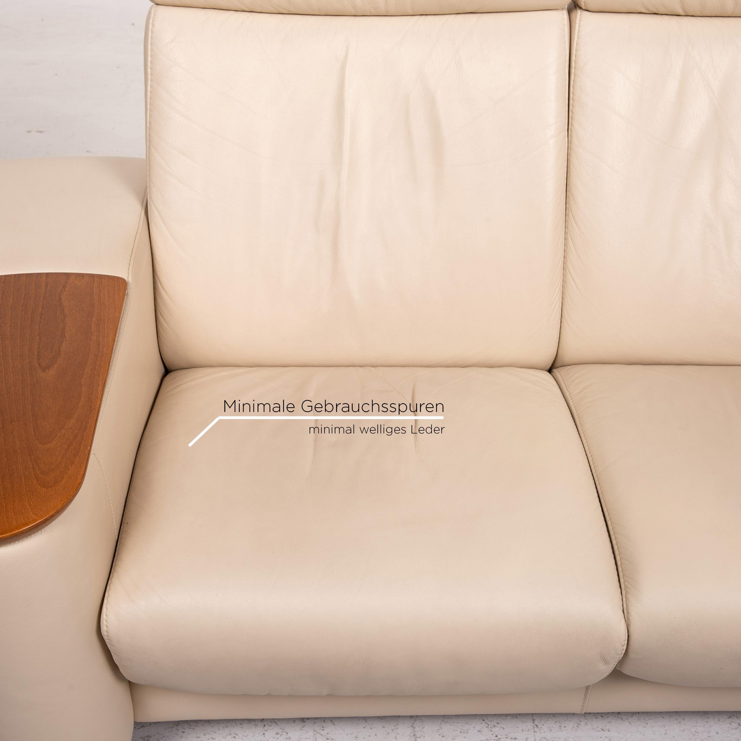 Stressless Arion Leder-Sofa-Set Creme 1 Viersitzer 1 Hocker Home Cinema im Zustand „Gut“ in Cologne, DE