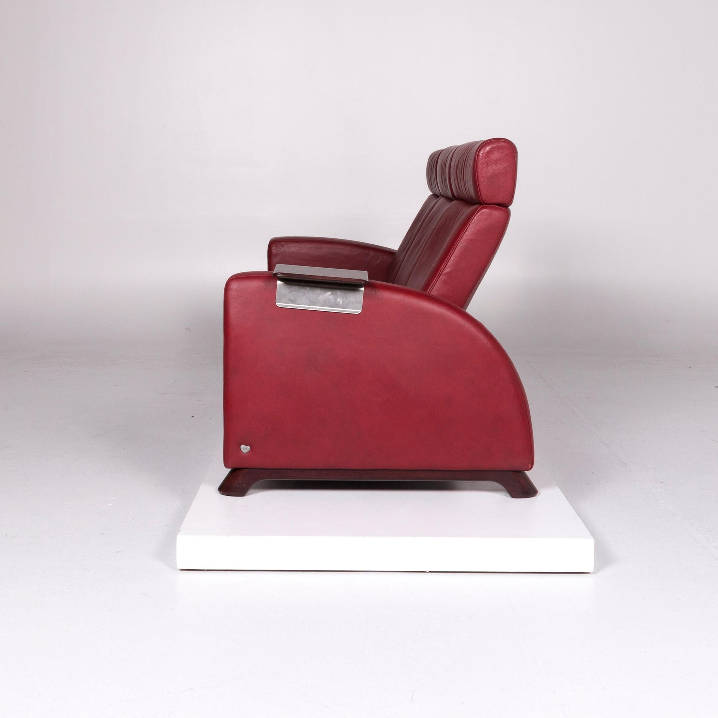 Stressless Arion Leder Sofa Rot Dreisitzer Relaxfunktion Funktion Couch 1