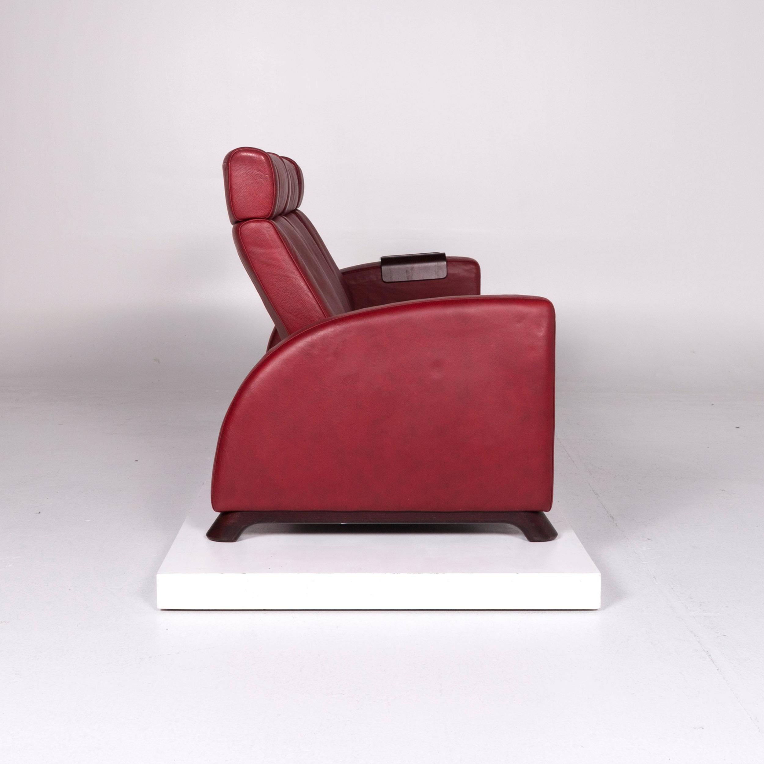 Contemporary Stressless Arion Leder Sofa Rot Dreisitzer Relaxfunktion Funktion Couch