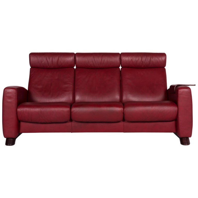 Stressless Arion Leder Sofa Rot Dreisitzer Relaxfunktion Funktion Couch at  1stDibs | couch rot, leder couch