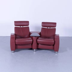 Stressless Arion Two-Seat Cinema Sofa Set and Foot-Stool Red Leather Recliner