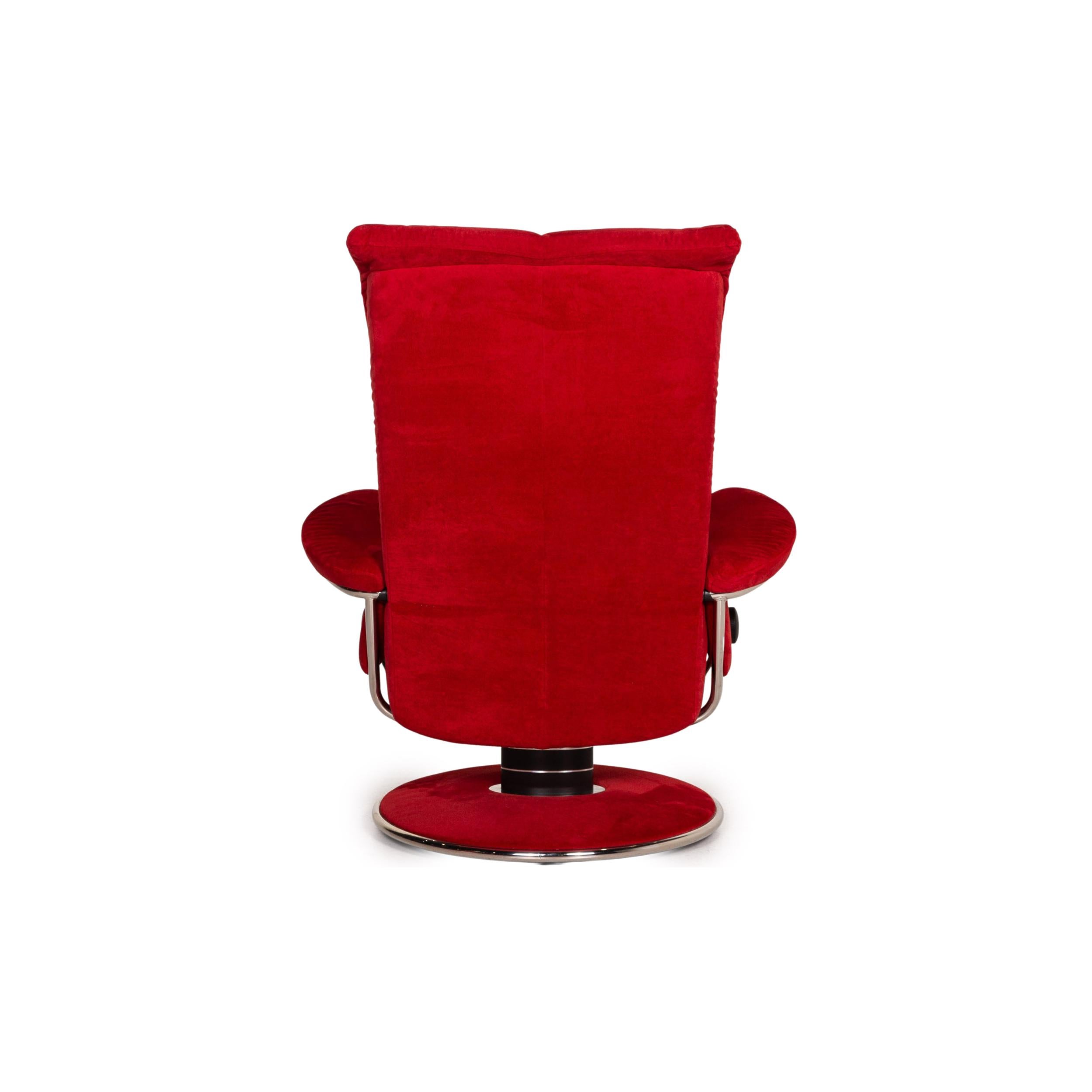 Stressless Blues Fabric Armchair Incl. Red Stool 5