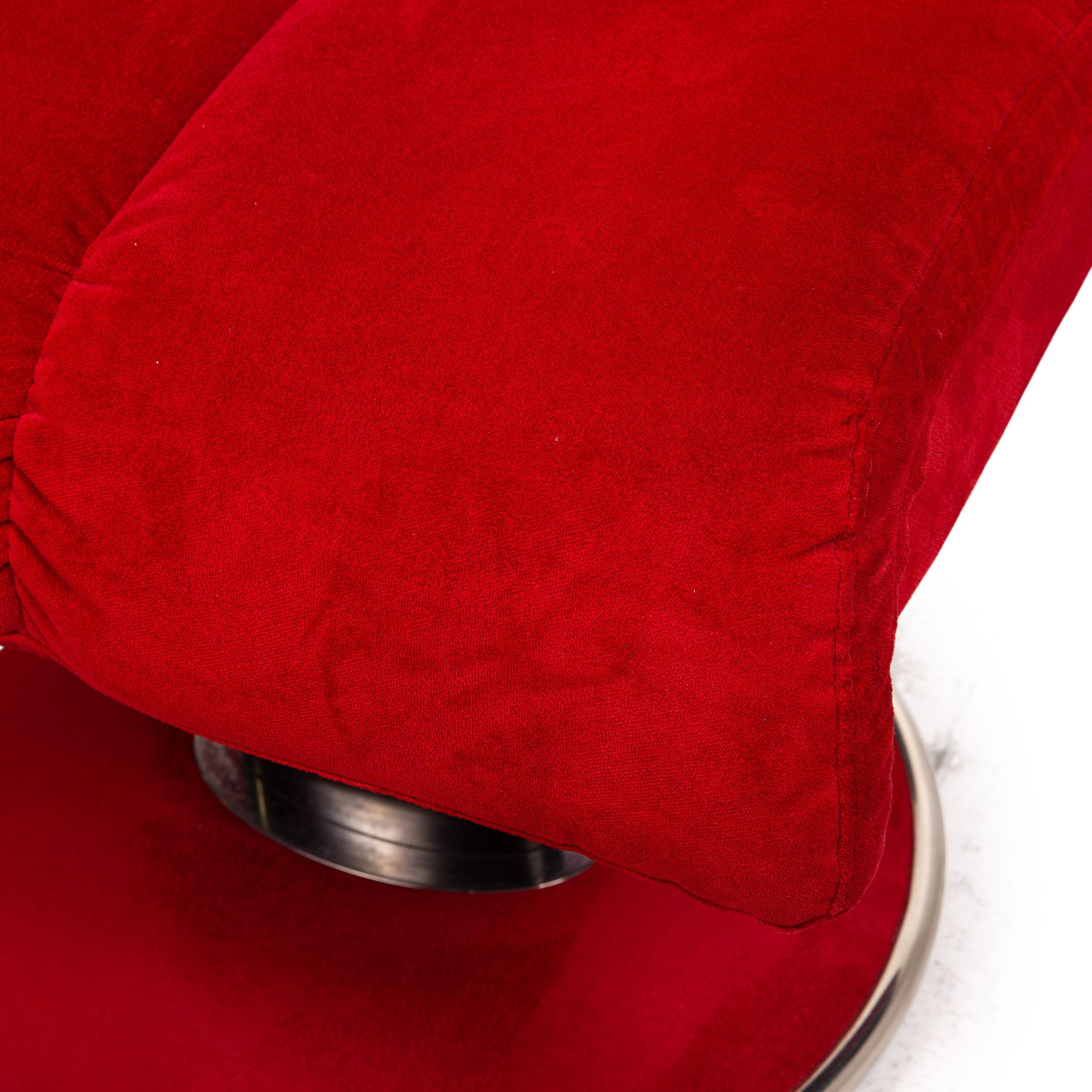 Norwegian Stressless Blues Fabric Armchair Incl. Red Stool