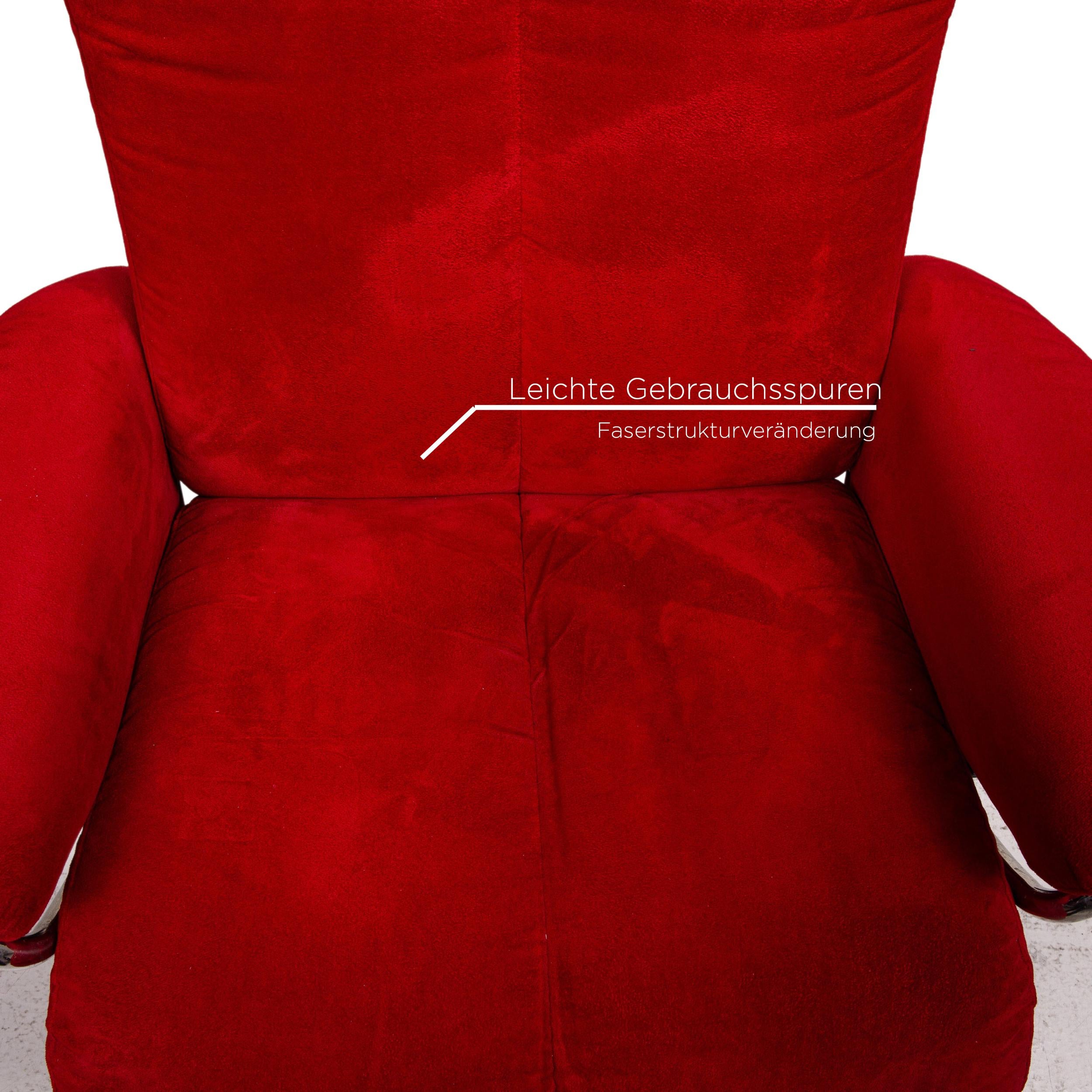 Stressless Blues Fabric Armchair Incl. Red Stool In Excellent Condition In Cologne, DE