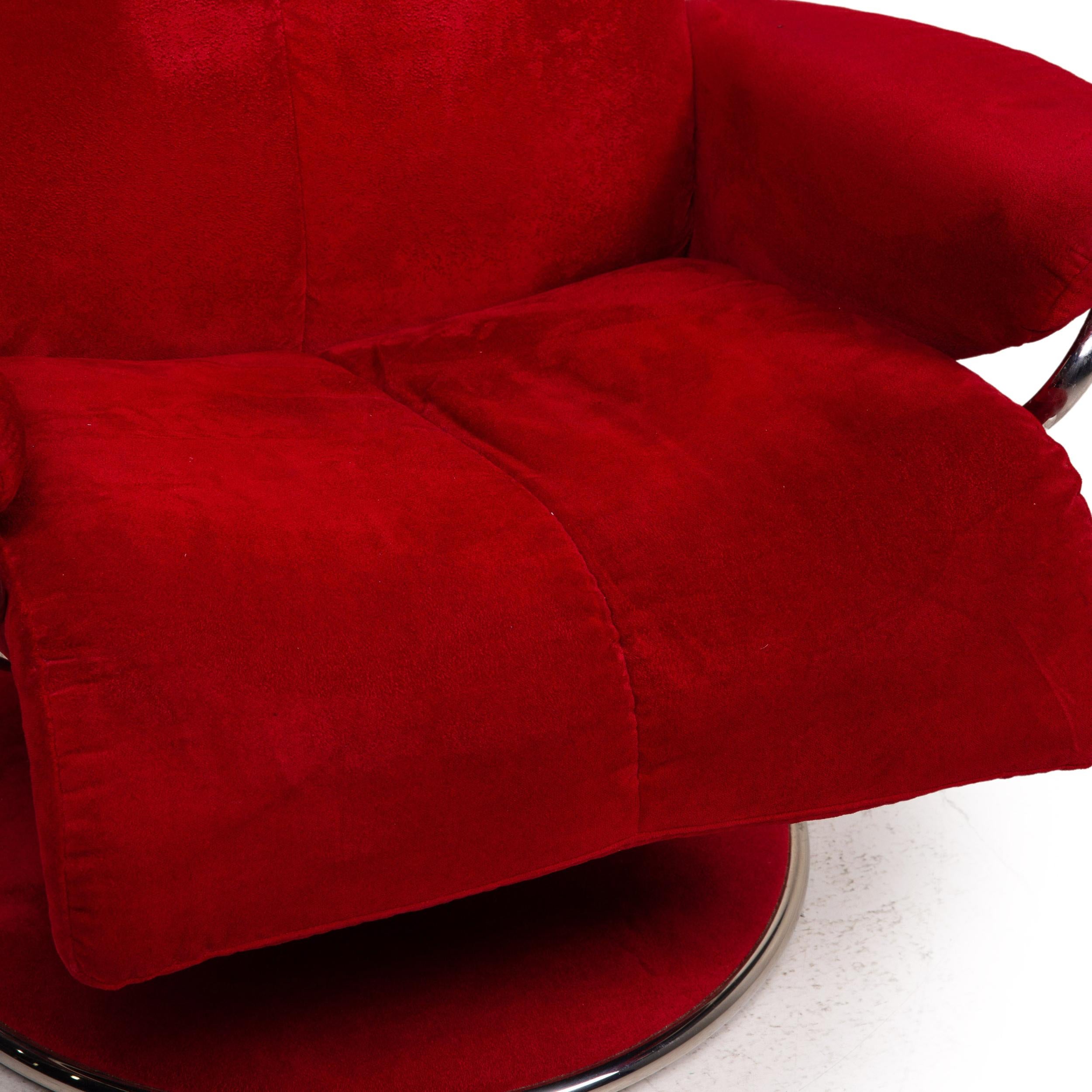 Stressless Blues Fabric Armchair Incl. Red Stool 1