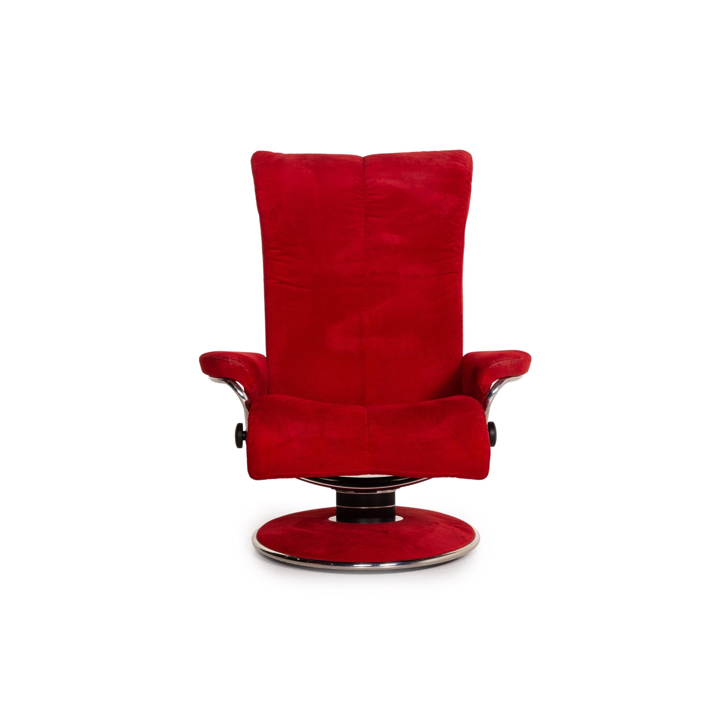 Stressless Blues Fabric Armchair Incl. Red Stool 2