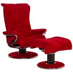 Stressless Blues Fabric Armchair Incl. Red Stool