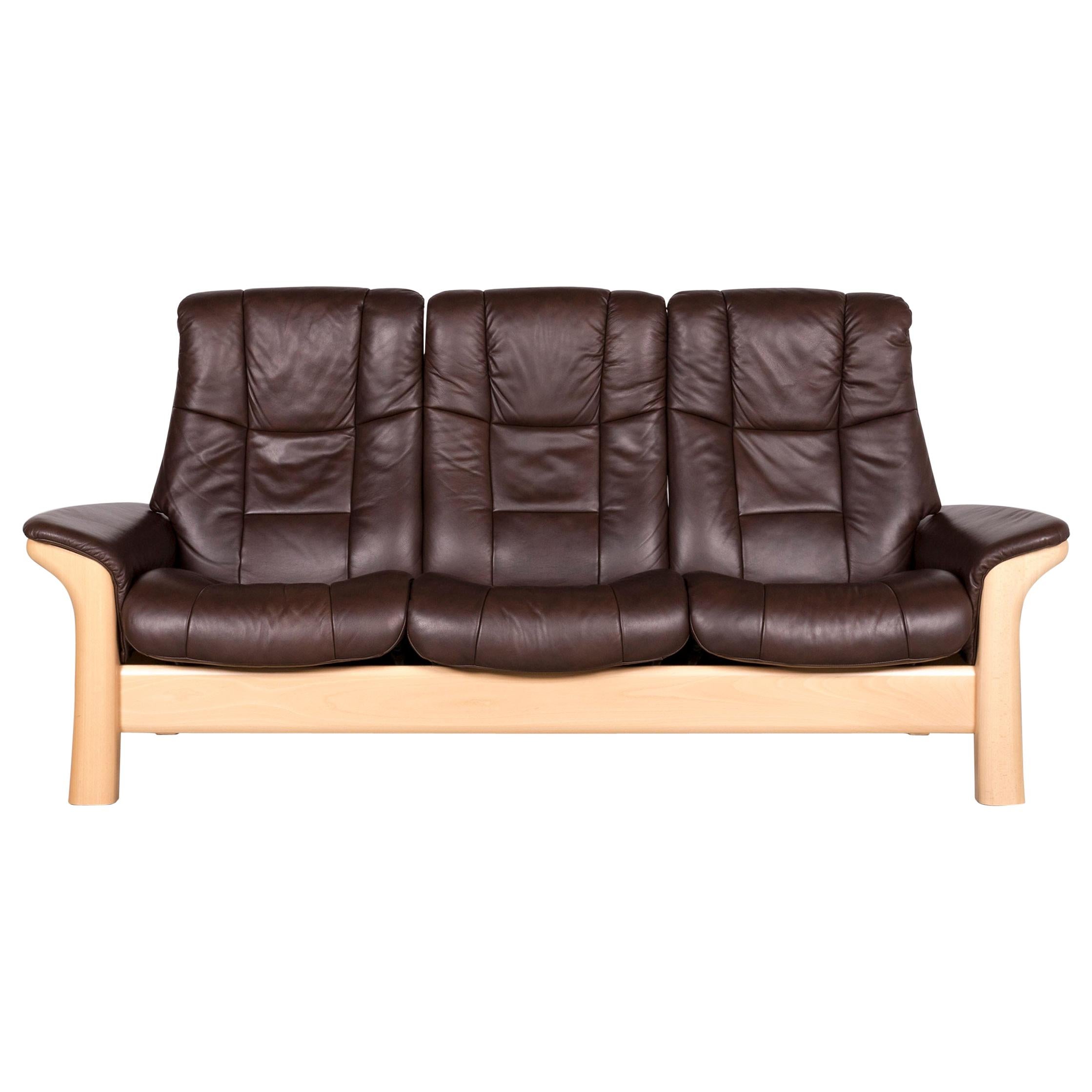 Stressless Buckingham Designer Leather Sofa Brown Genuine Leather ThreeSeat For Sale at 1stDibs