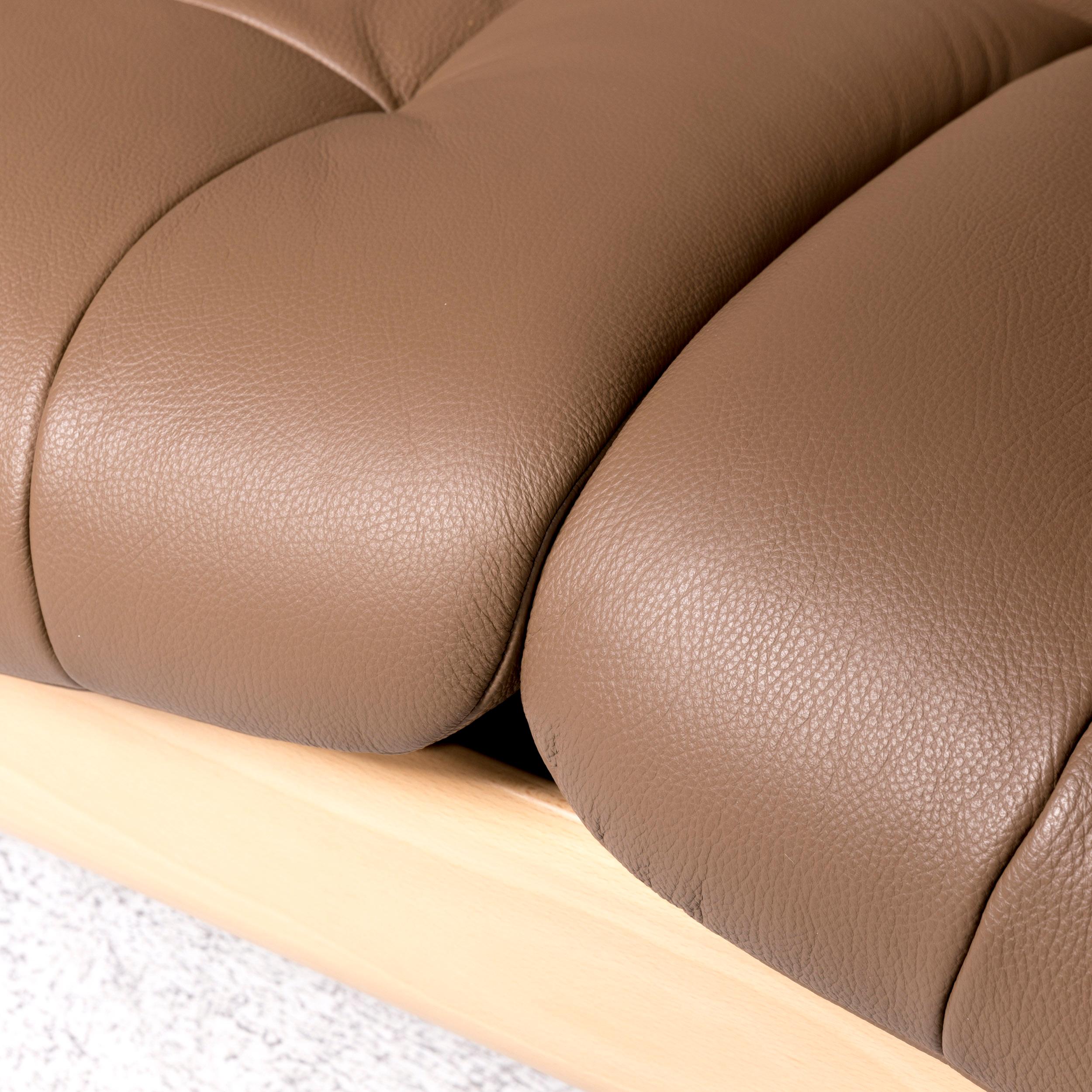 Modern Stressless Buckingham Leather Sofa Beige Real Leather Two-Seat Couch