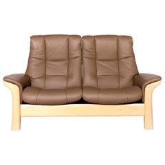 Stressless Buckingham Leather Sofa Beige Real Leather Two-Seat Couch