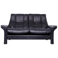 Stressless Buckingham Two-Seat Sofa Black Leather Couch with Function