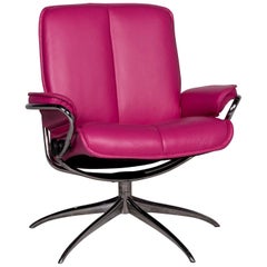 Stressless City Designer Leather Armchair Pink For Sale at 1stDibs | pink  leather armchair