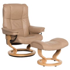 Stressless Consul Leather Armchair Beige Incl Stool and Relax Function