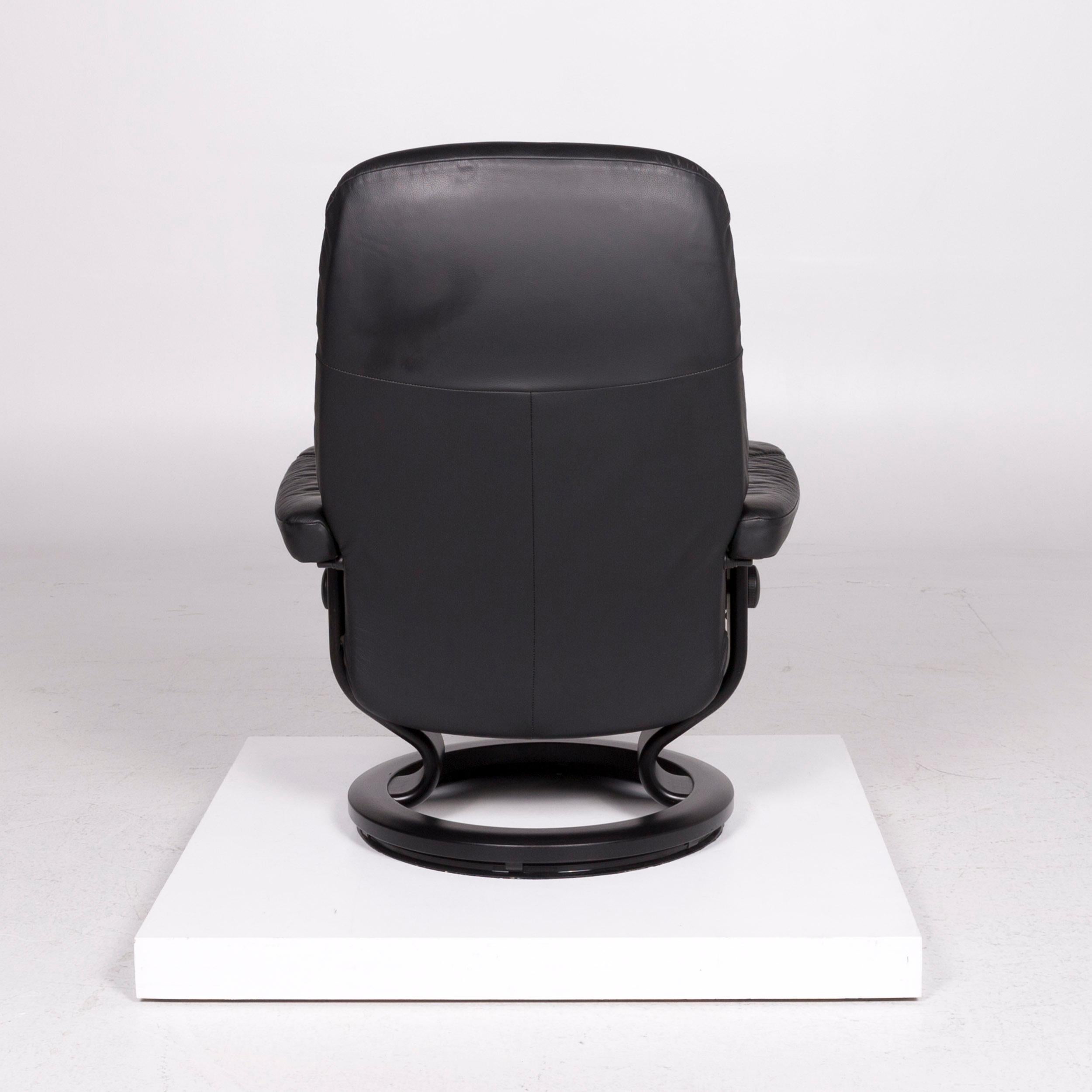 Stressless Consul Leather Armchair Black Includes Stool 5