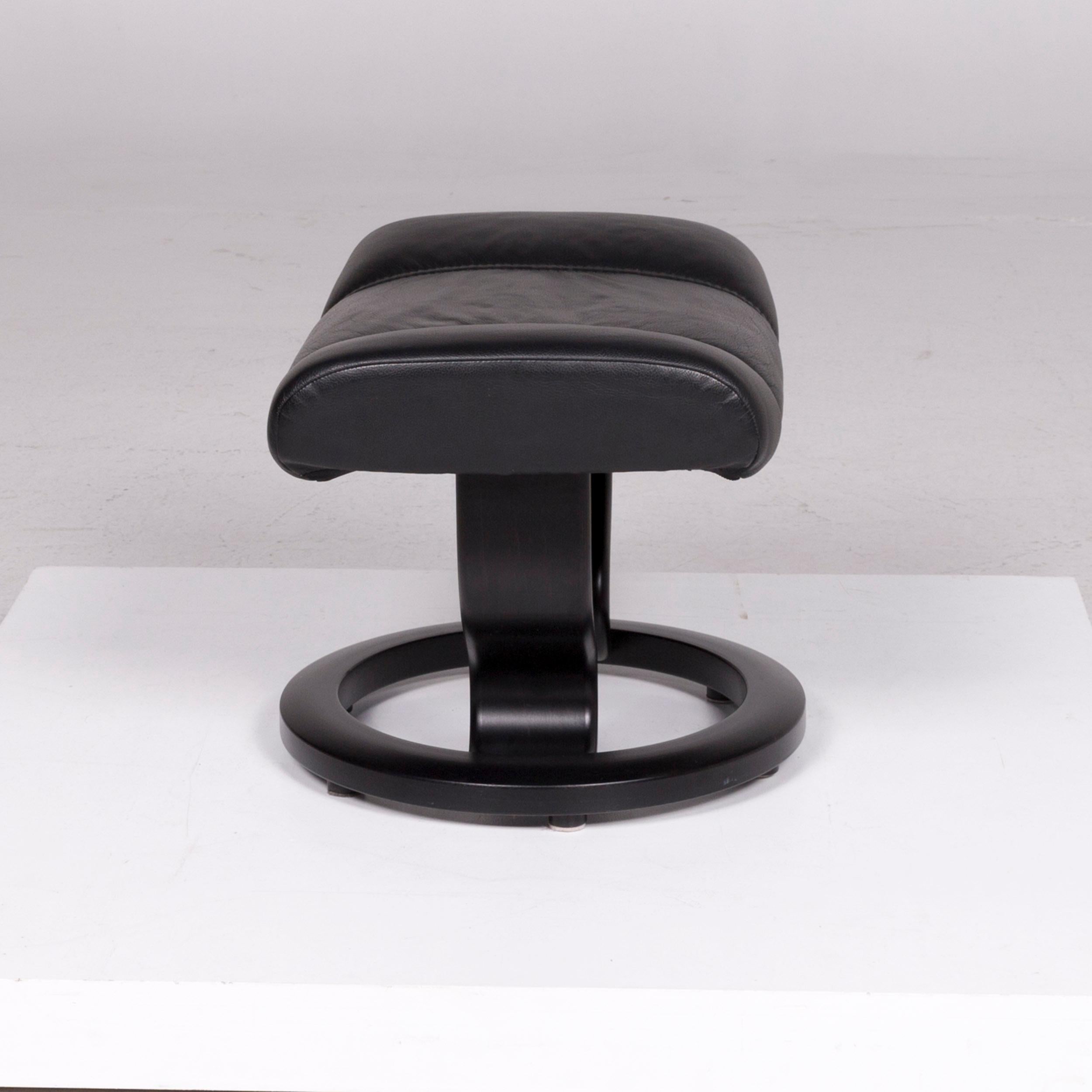 Stressless Consul Leather Armchair Black Includes Stool 14