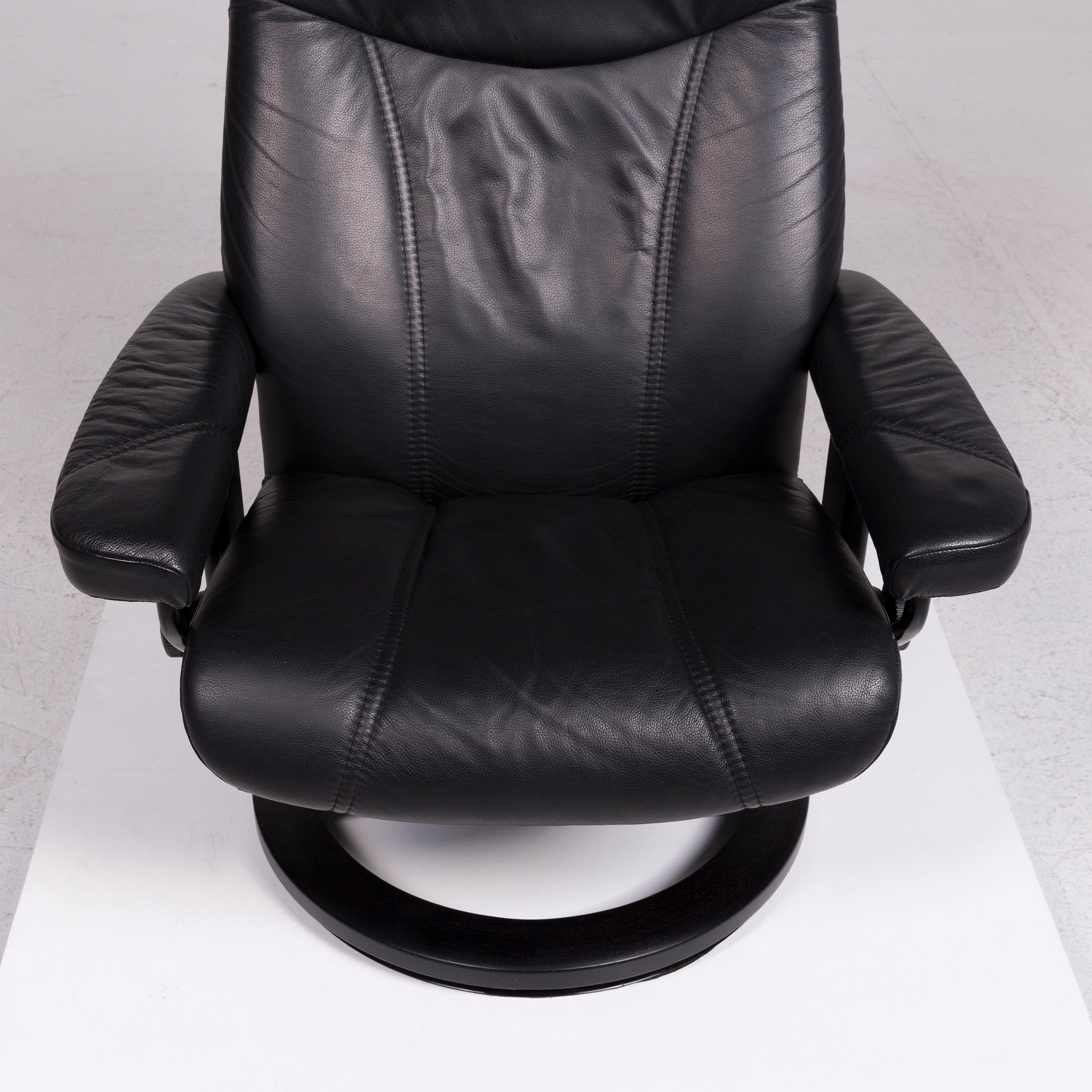 Contemporary Stressless Consul Leather Armchair Black Includes Stool
