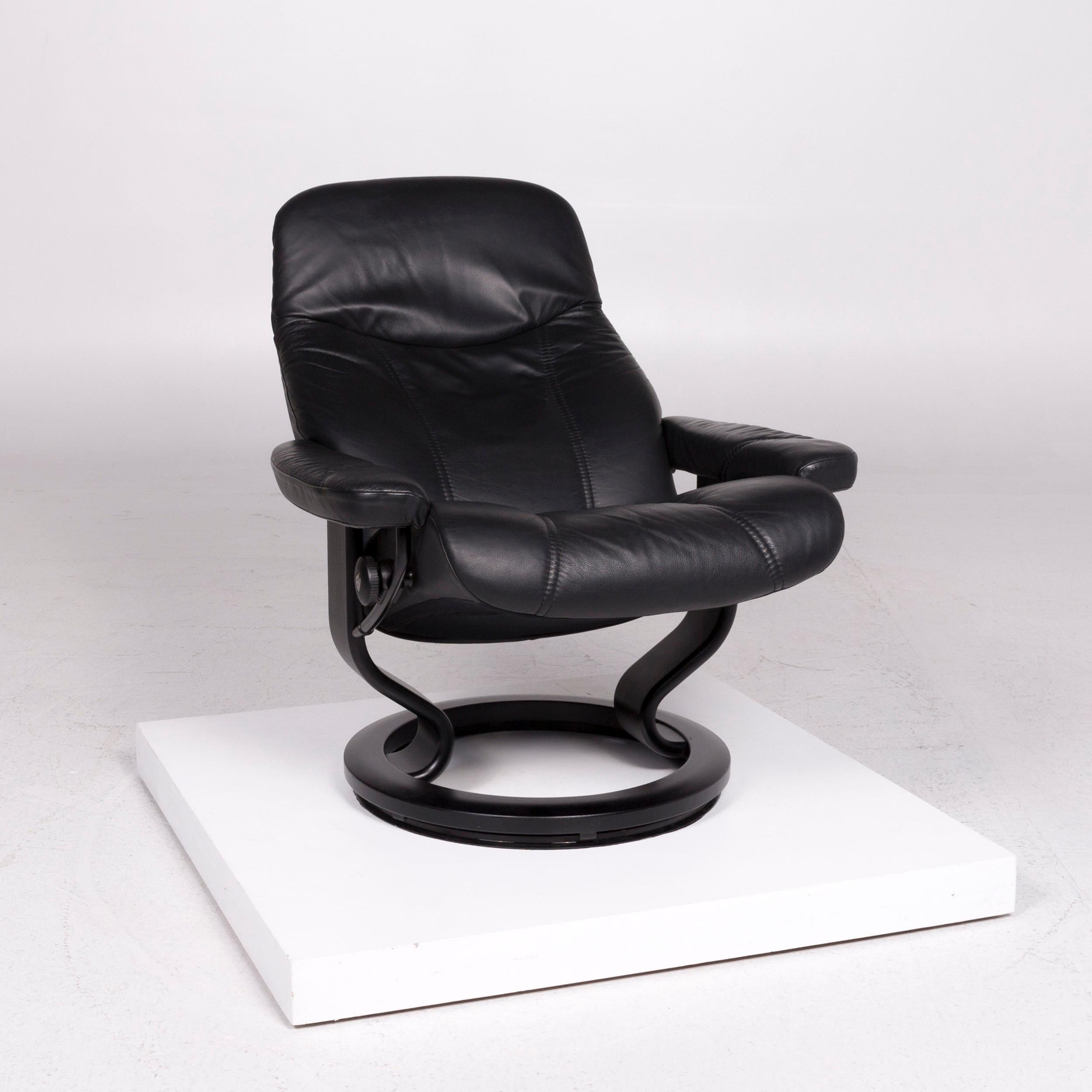 Stressless Consul Leather Armchair Black Includes Stool 2