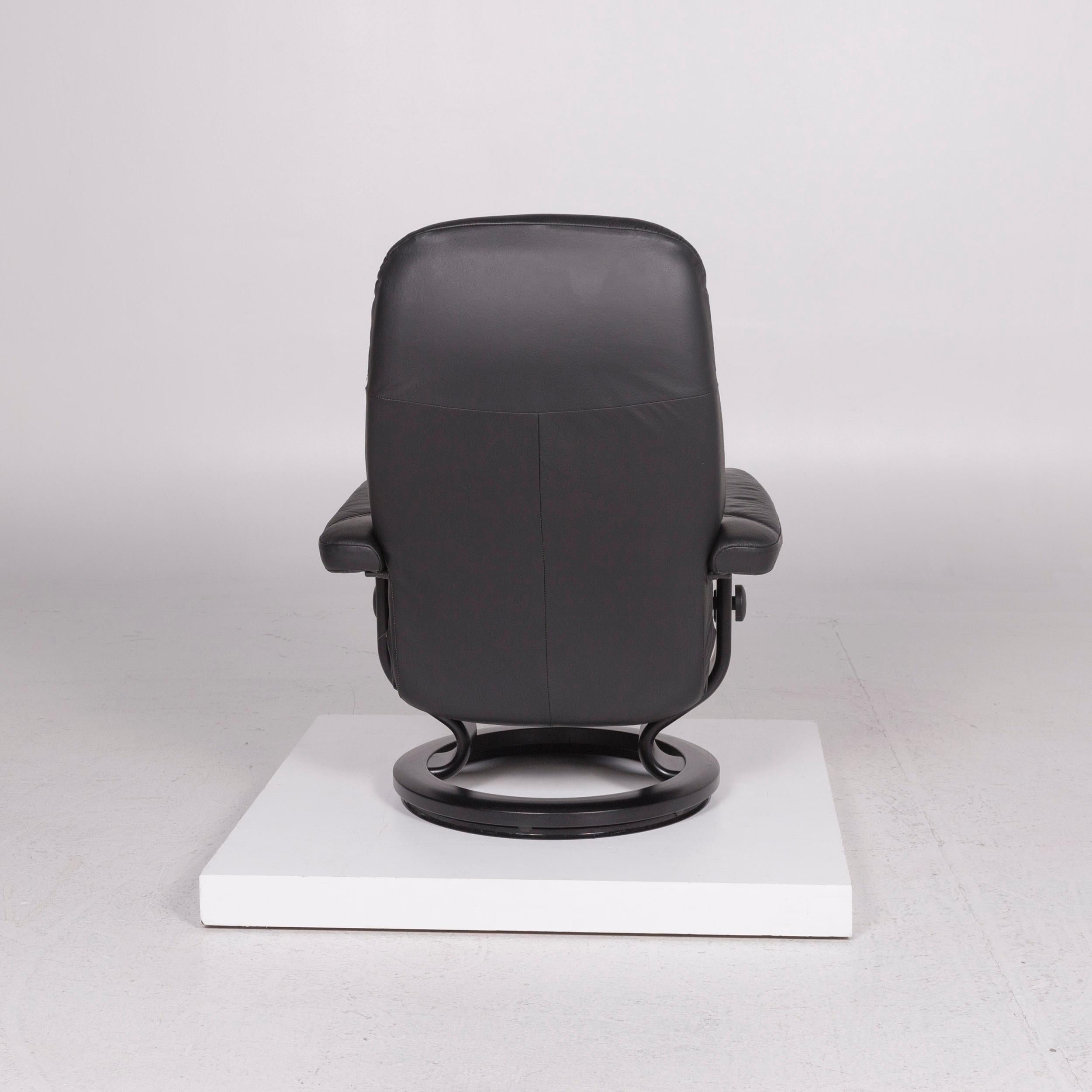 Stressless Consul Leather Armchair Black Incl. Stool Size M Relax Function 4
