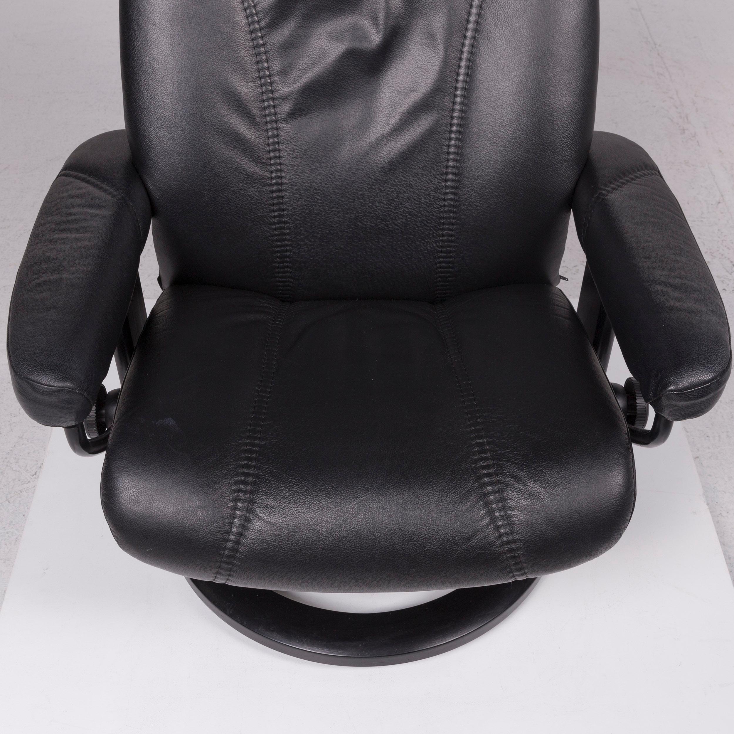 Contemporary Stressless Consul Leather Armchair Black Incl. Stool Size M Relax Function