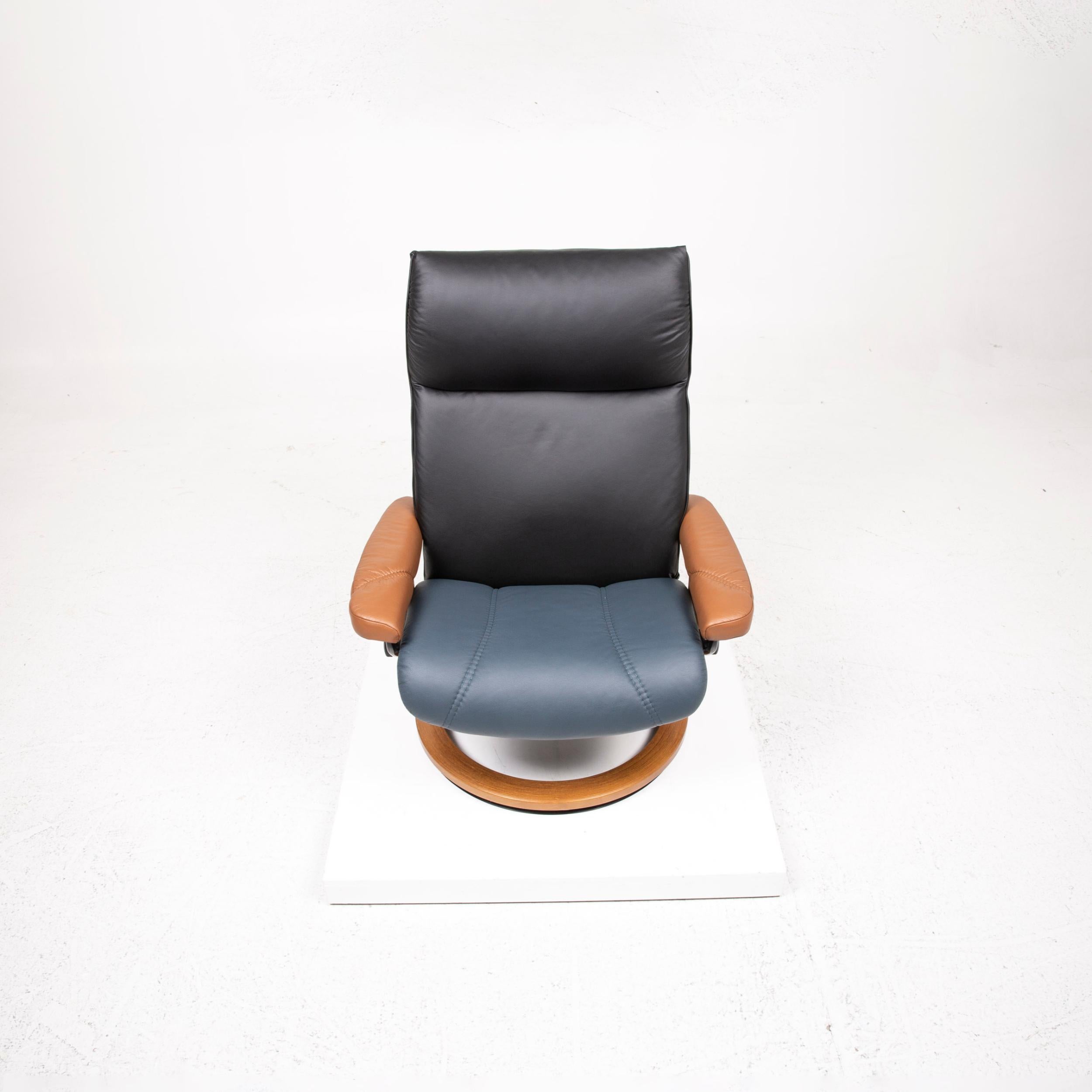 Stressless Consul Leather Armchair Brown Blue Black Function Relax Function 3