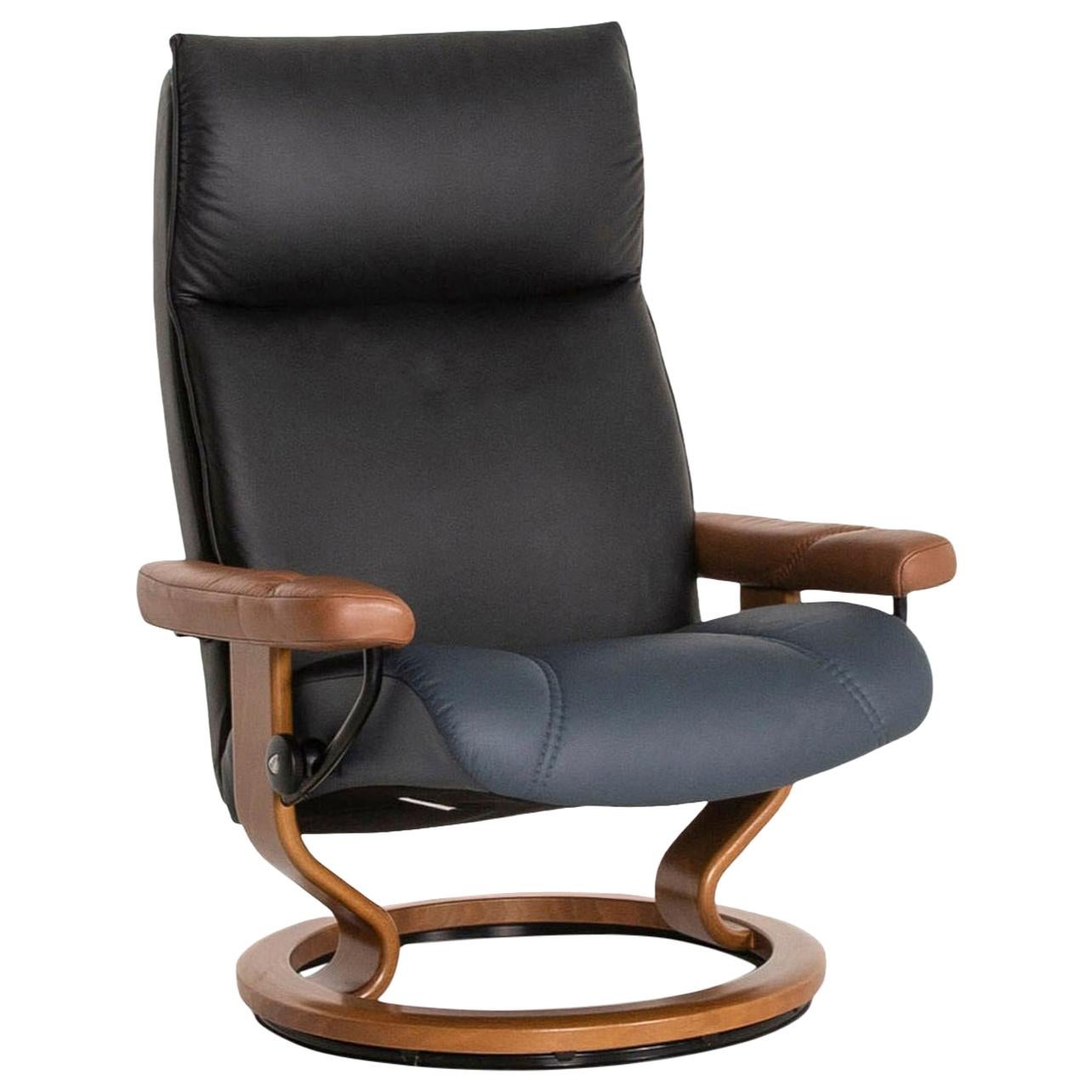 Stressless Consul Leather Armchair Brown Blue Black Function Relax Function