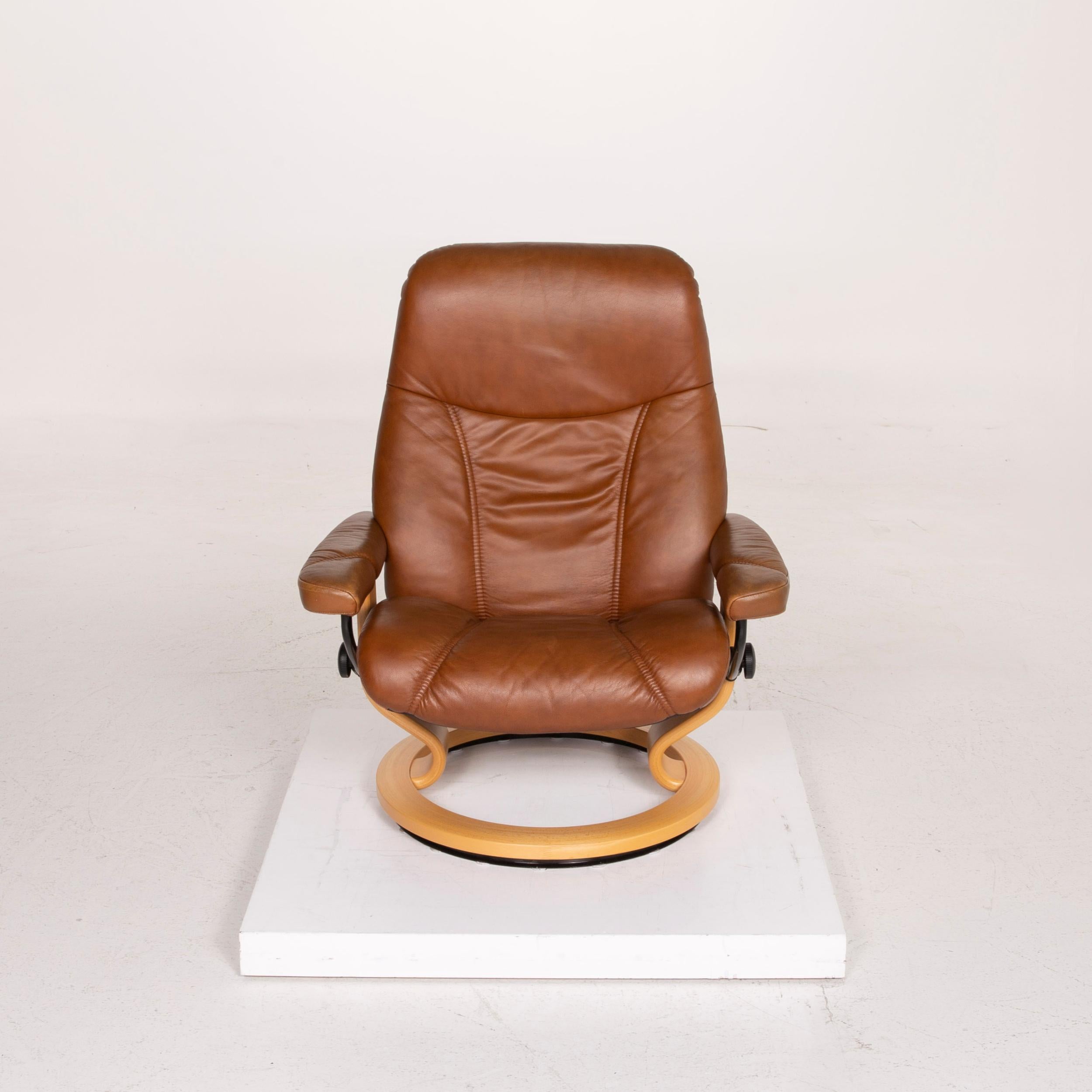 Stressless Consul Leather Armchair Cognac Incl. Ottoman Relaxation Function 3