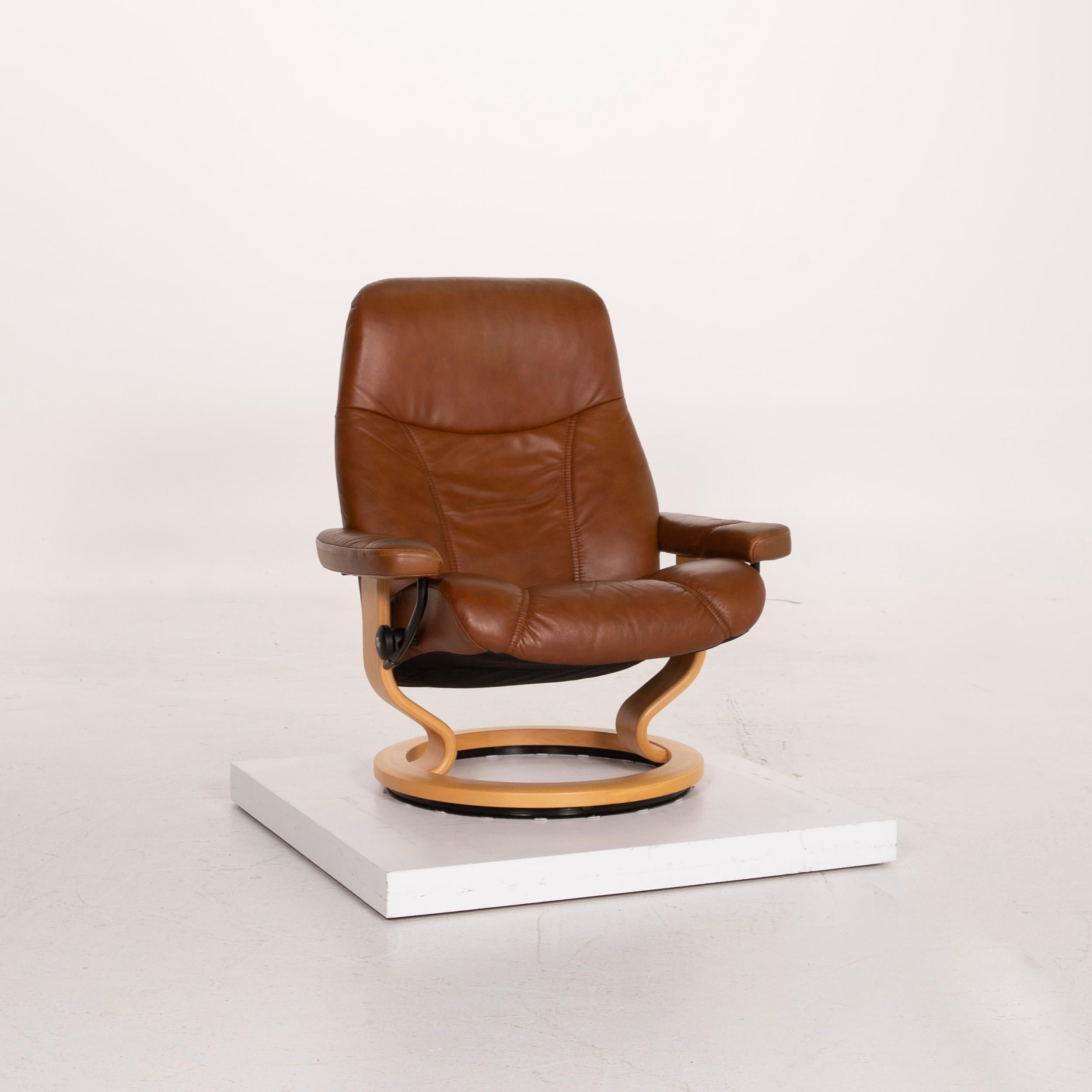 Stressless Consul Leather Armchair Cognac Incl. Ottoman Relaxation Function 1