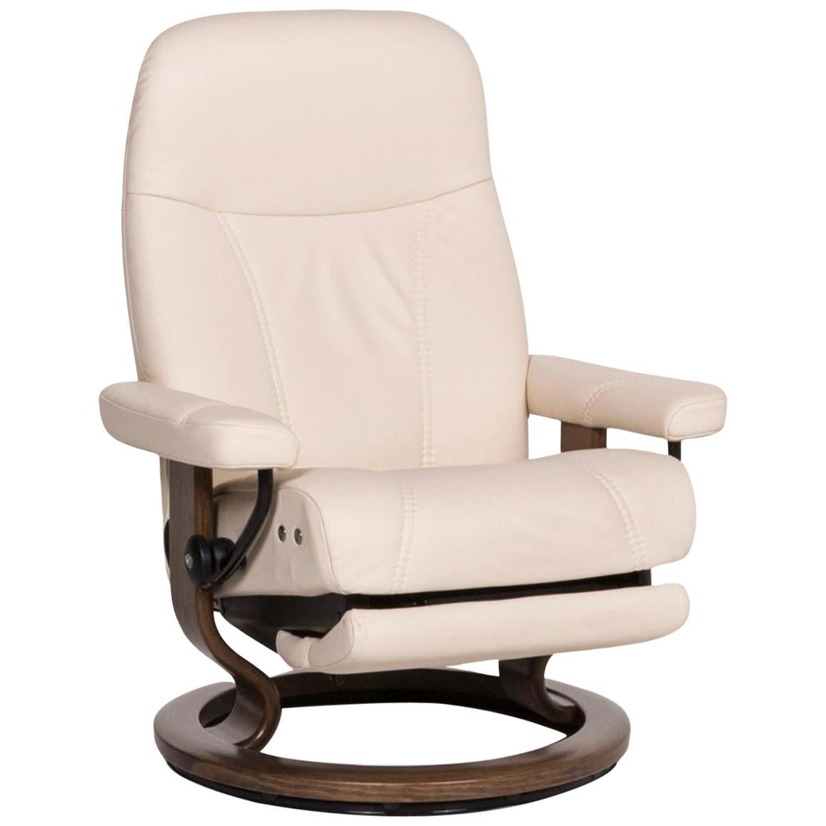 Stressless Consul Leather Armchair Cream Relax Function Electrical Function