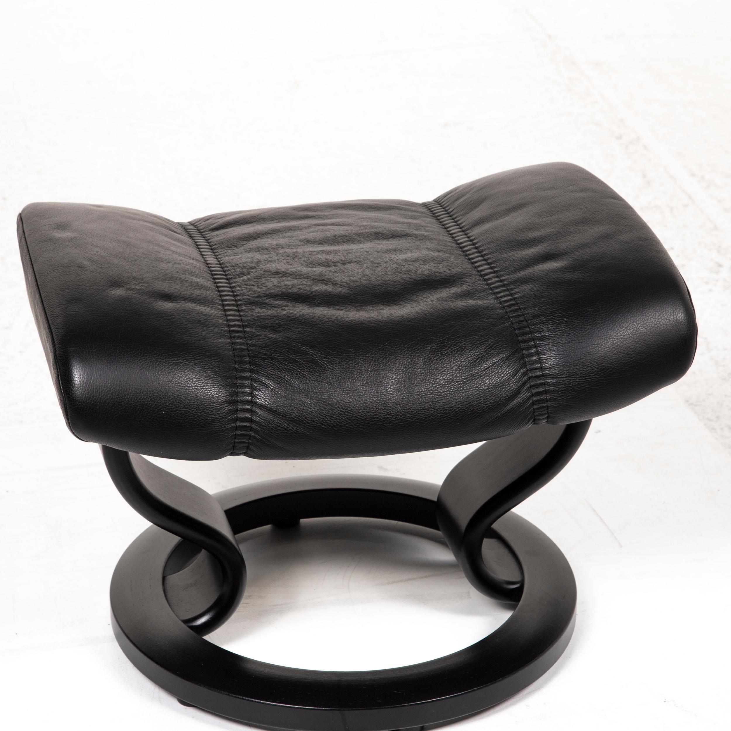 Modern Stressless Consul Leather Armchair Incl. Black Stool Size L Function Relax